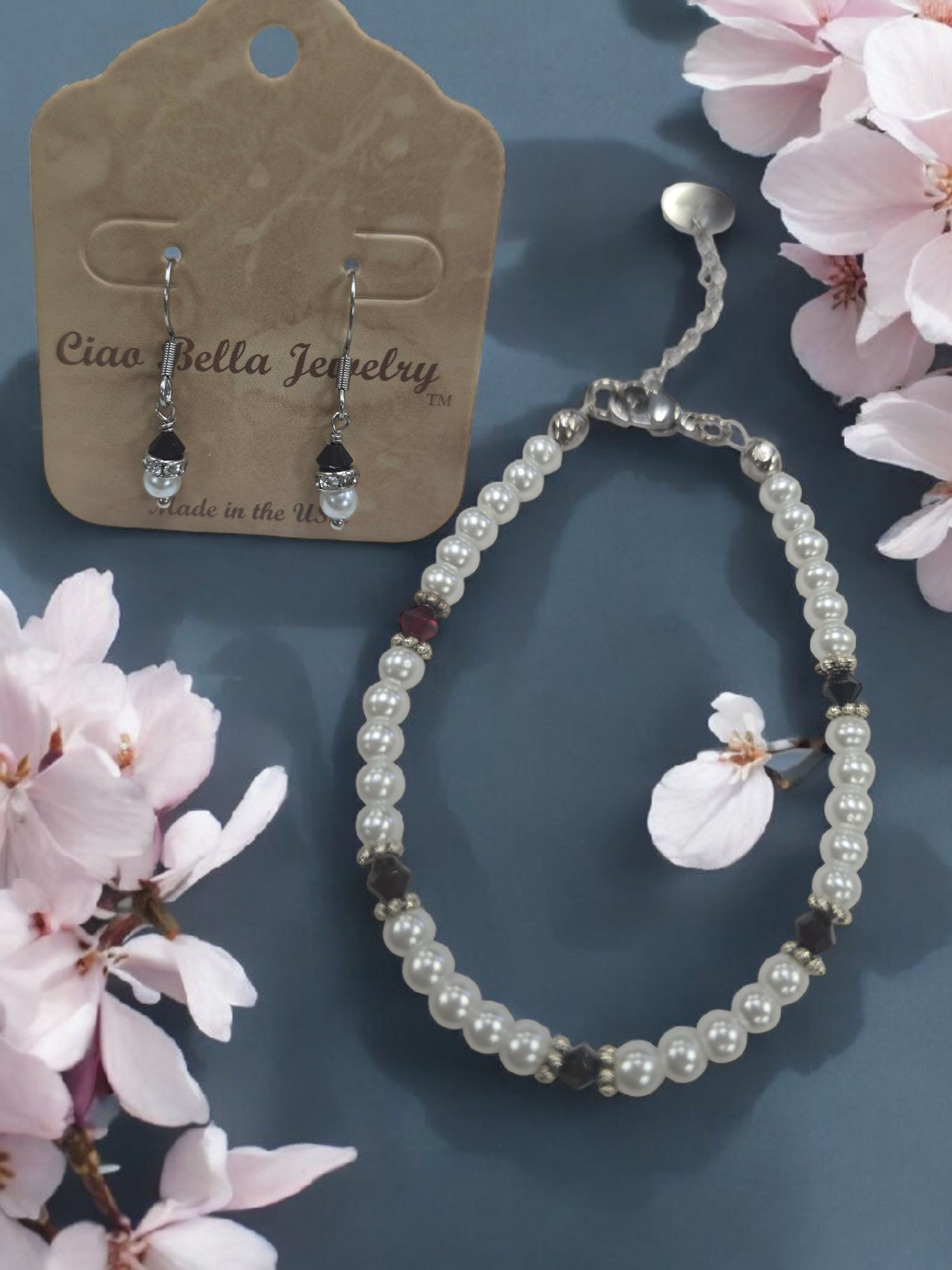 Austrian Crystal Birthstone and Pearl Set Necklace/Bracelet/Earring