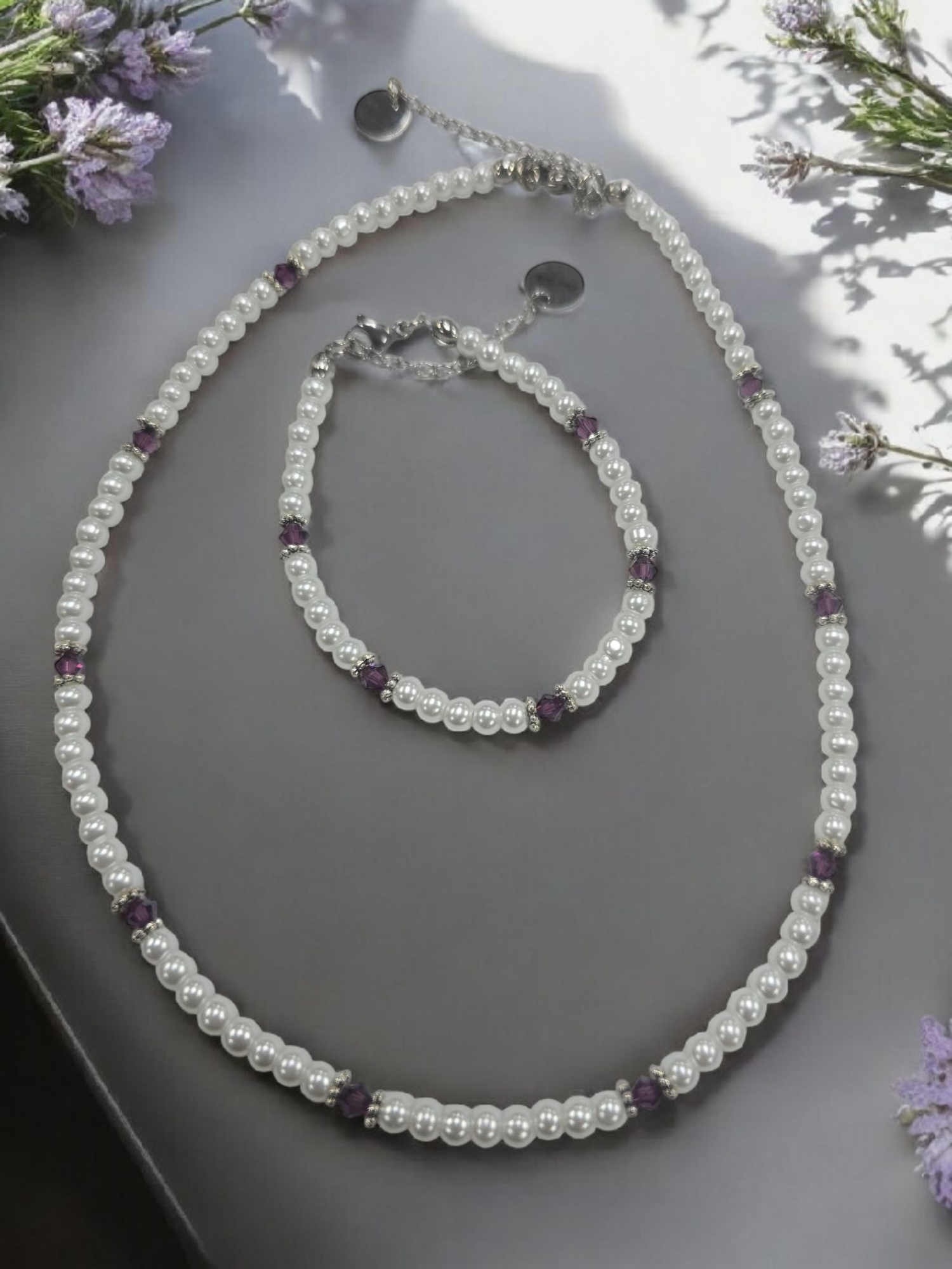 Austrian Crystal Birthstone and Pearl Set Necklace/Bracelet/Earring