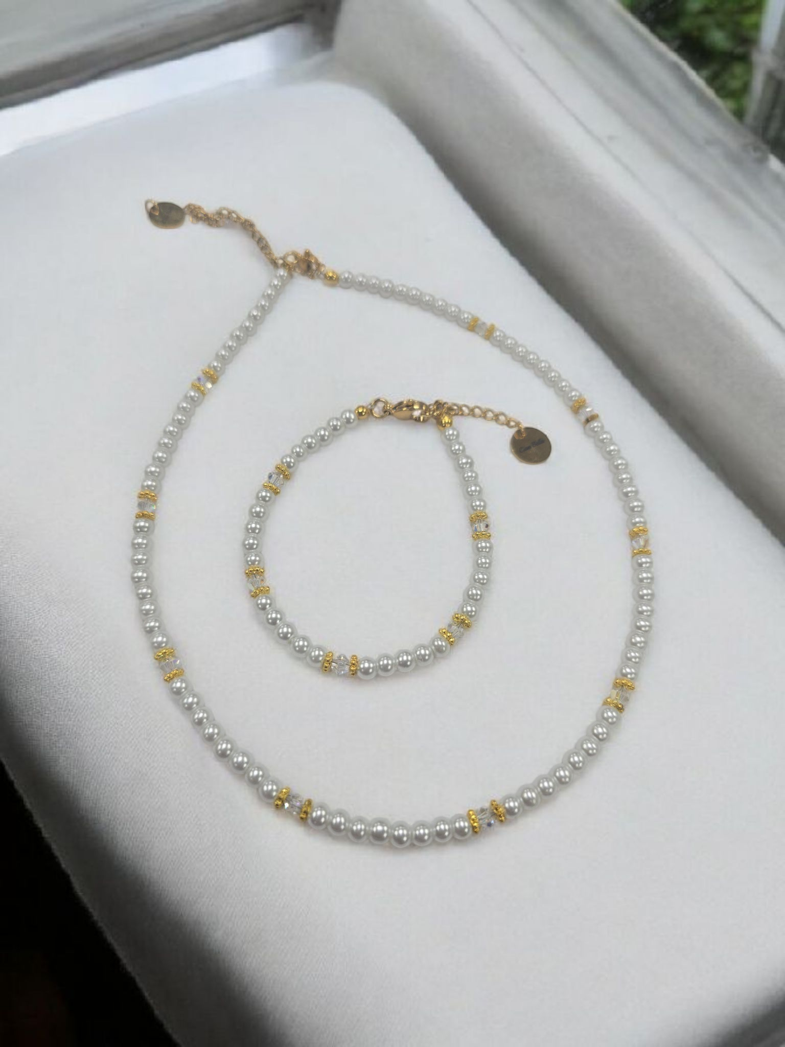 Austrian Crystal Birthstone and Pearl Set Necklace/Bracelet/Earring