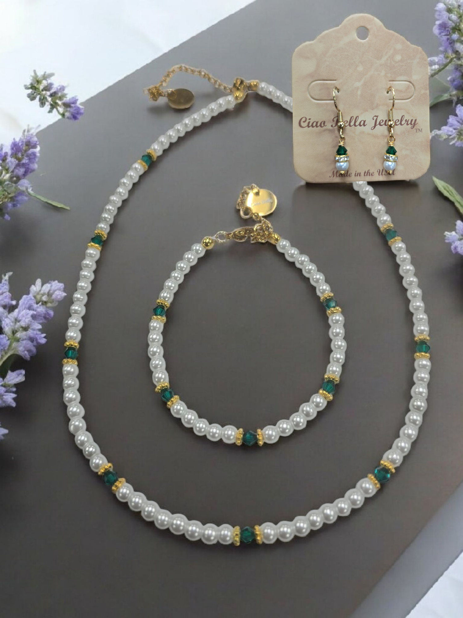 Austrian Crystal Birthstone and Pearl Set Necklace/Bracelet/Earring