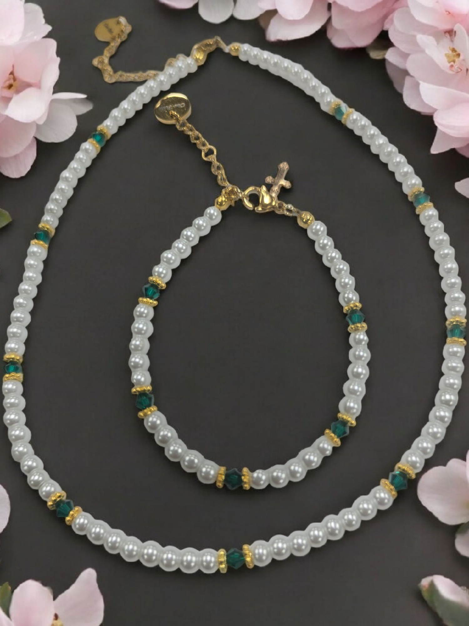 Austrian Crystal Birthstone and Pearl Set Necklace/Bracelet/Earring