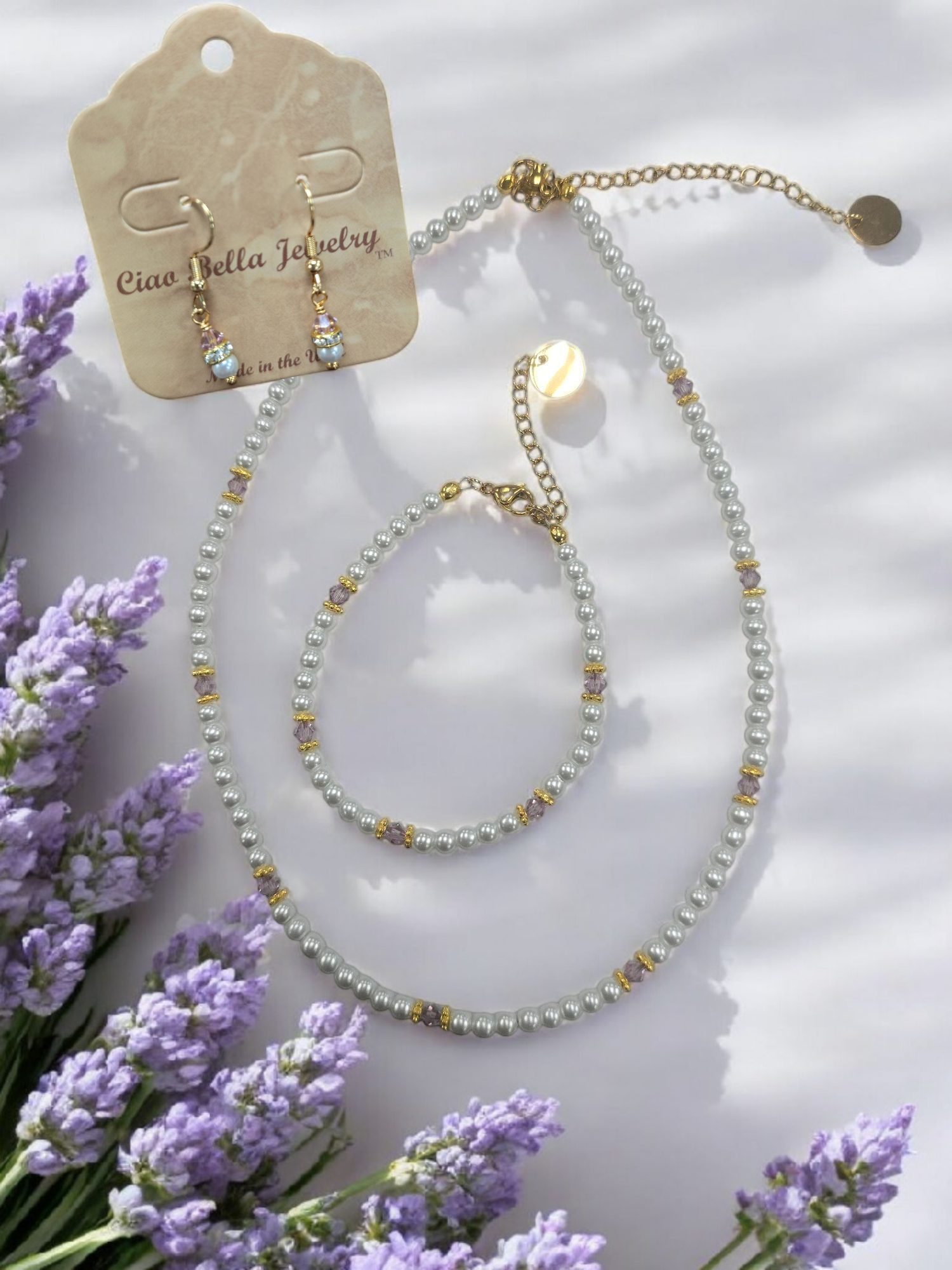 Austrian Crystal Birthstone and Pearl Set Necklace/Bracelet/Earring