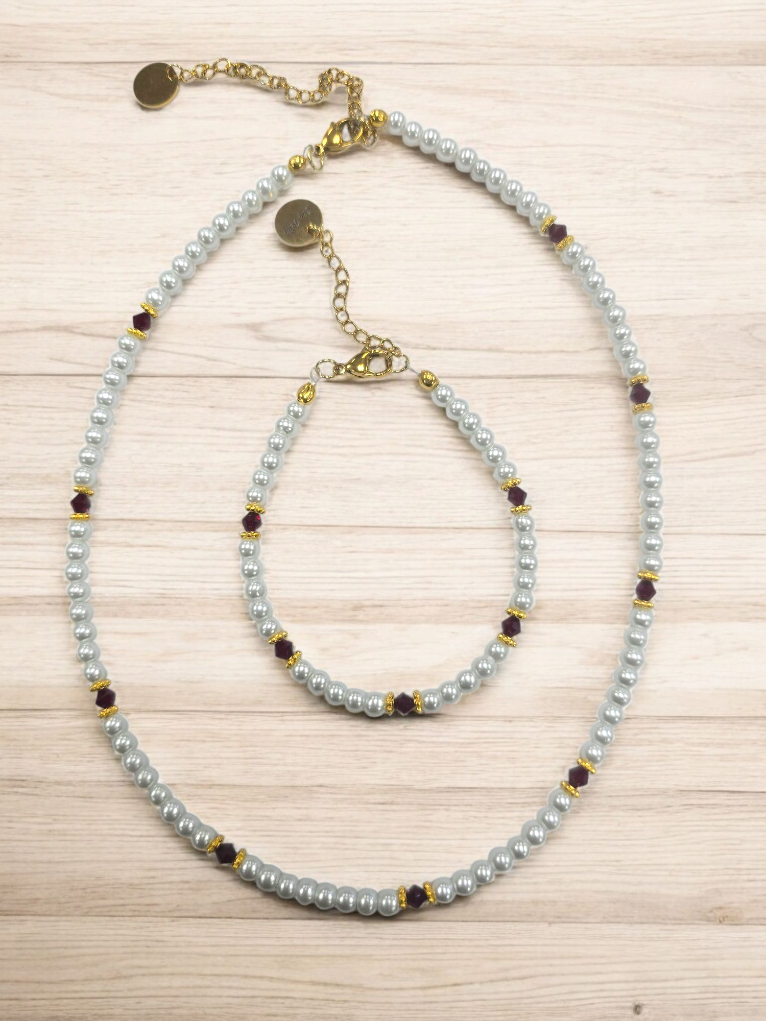 Austrian Crystal Birthstone and Pearl Set Necklace/Bracelet/Earring
