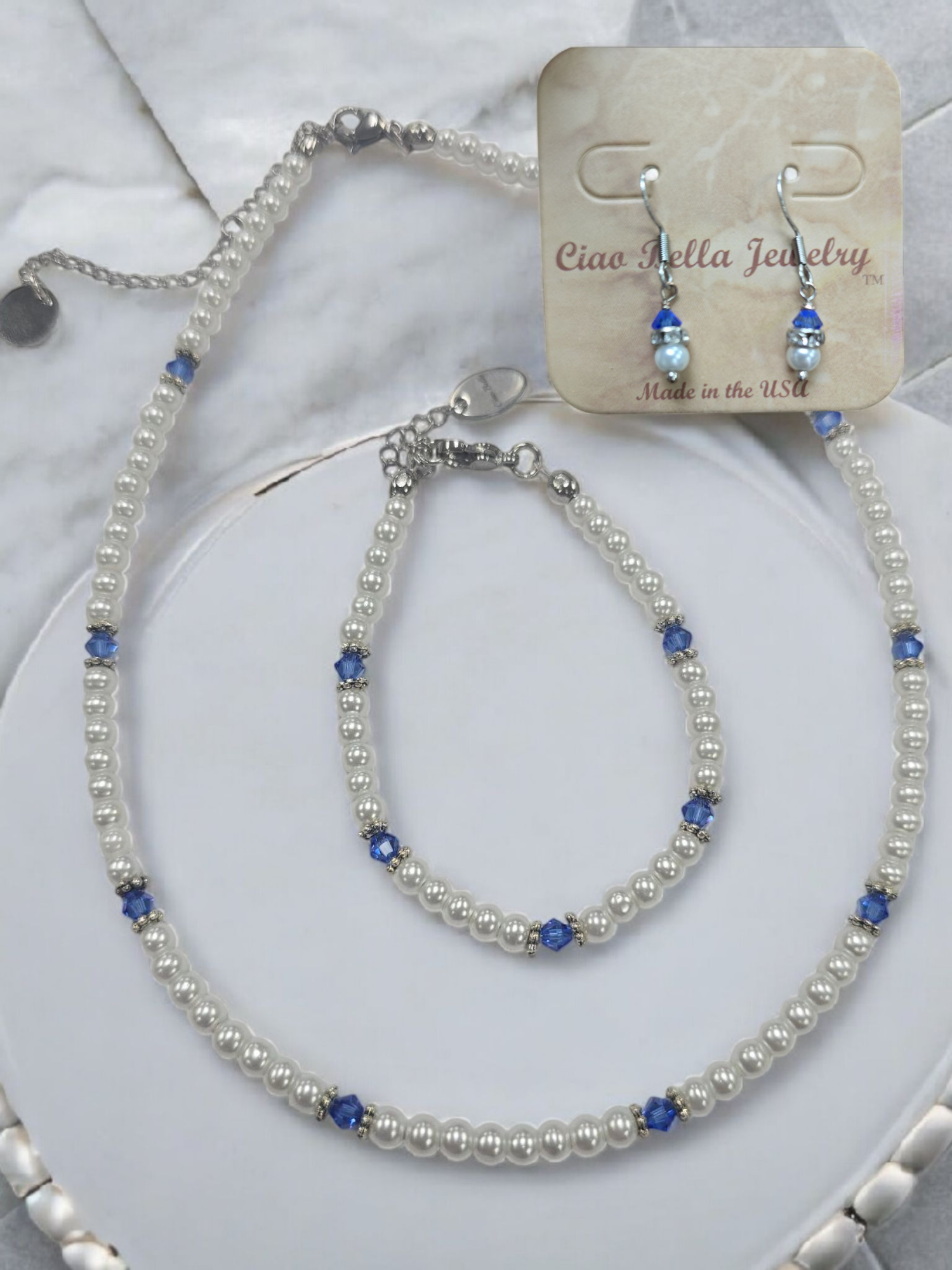 Austrian Crystal Birthstone and Pearl Set Necklace/Bracelet/Earring