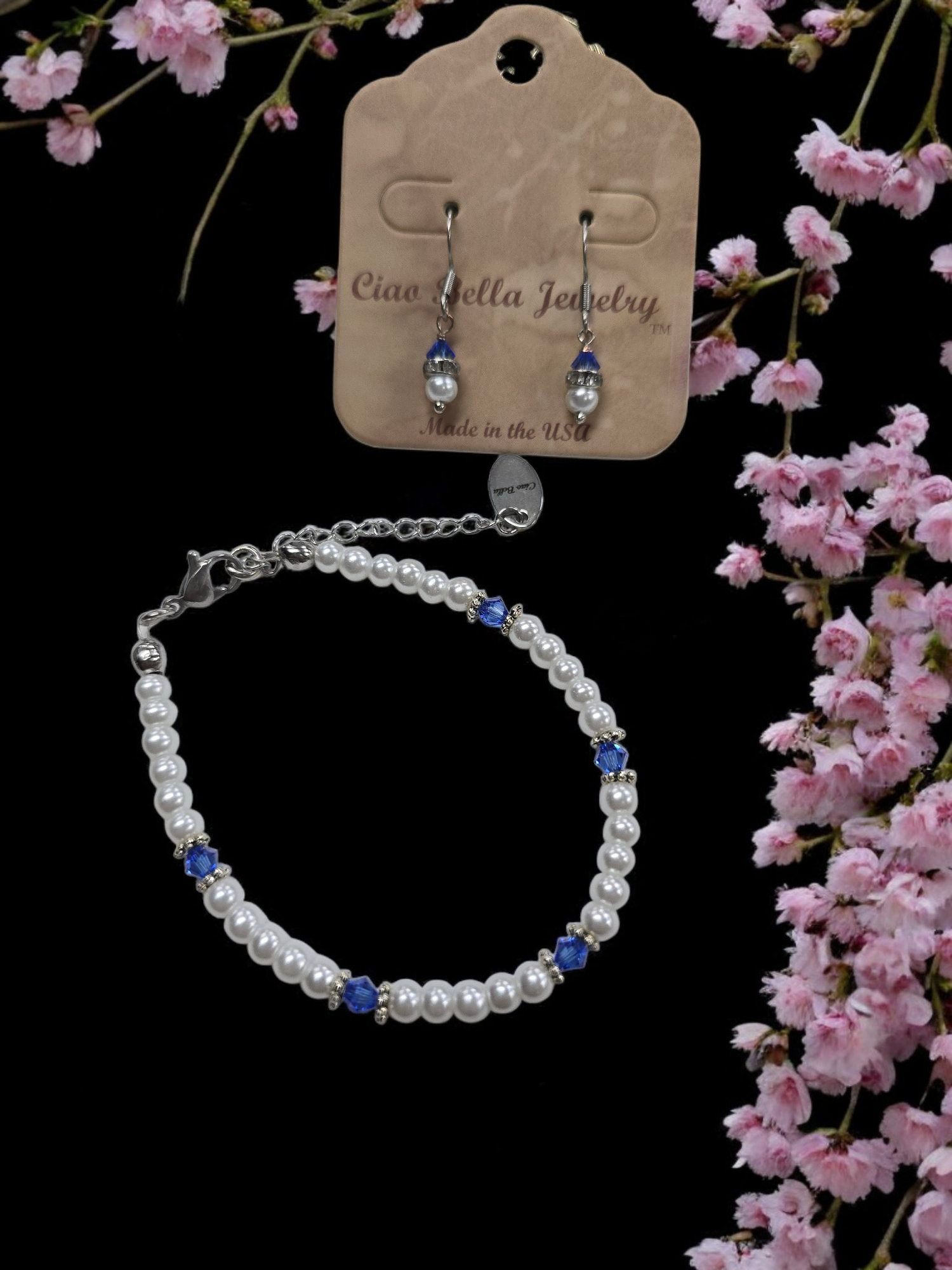 Austrian Crystal Birthstone and Pearl Set Necklace/Bracelet/Earring