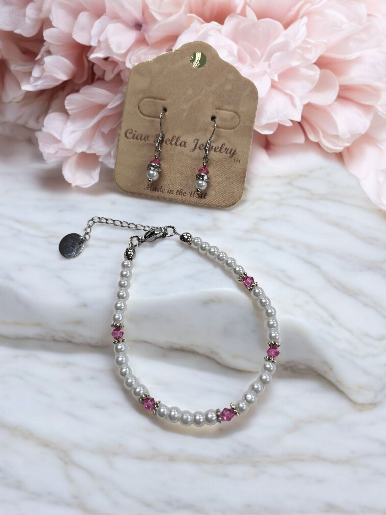 Austrian Crystal Birthstone and Pearl Set Necklace/Bracelet/Earring