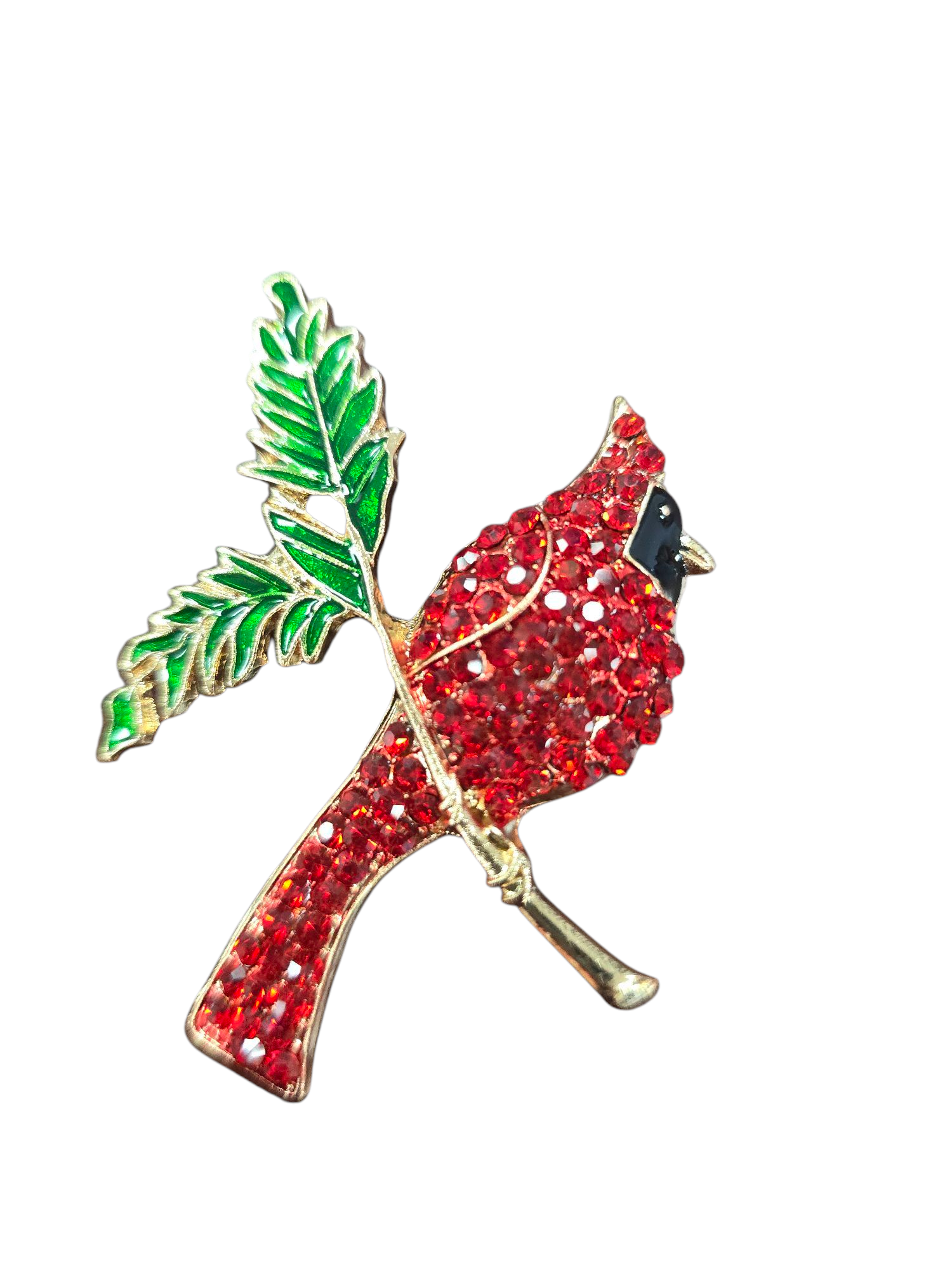 Shimmering Cardinal Rhinestone Brooches - Male & Female