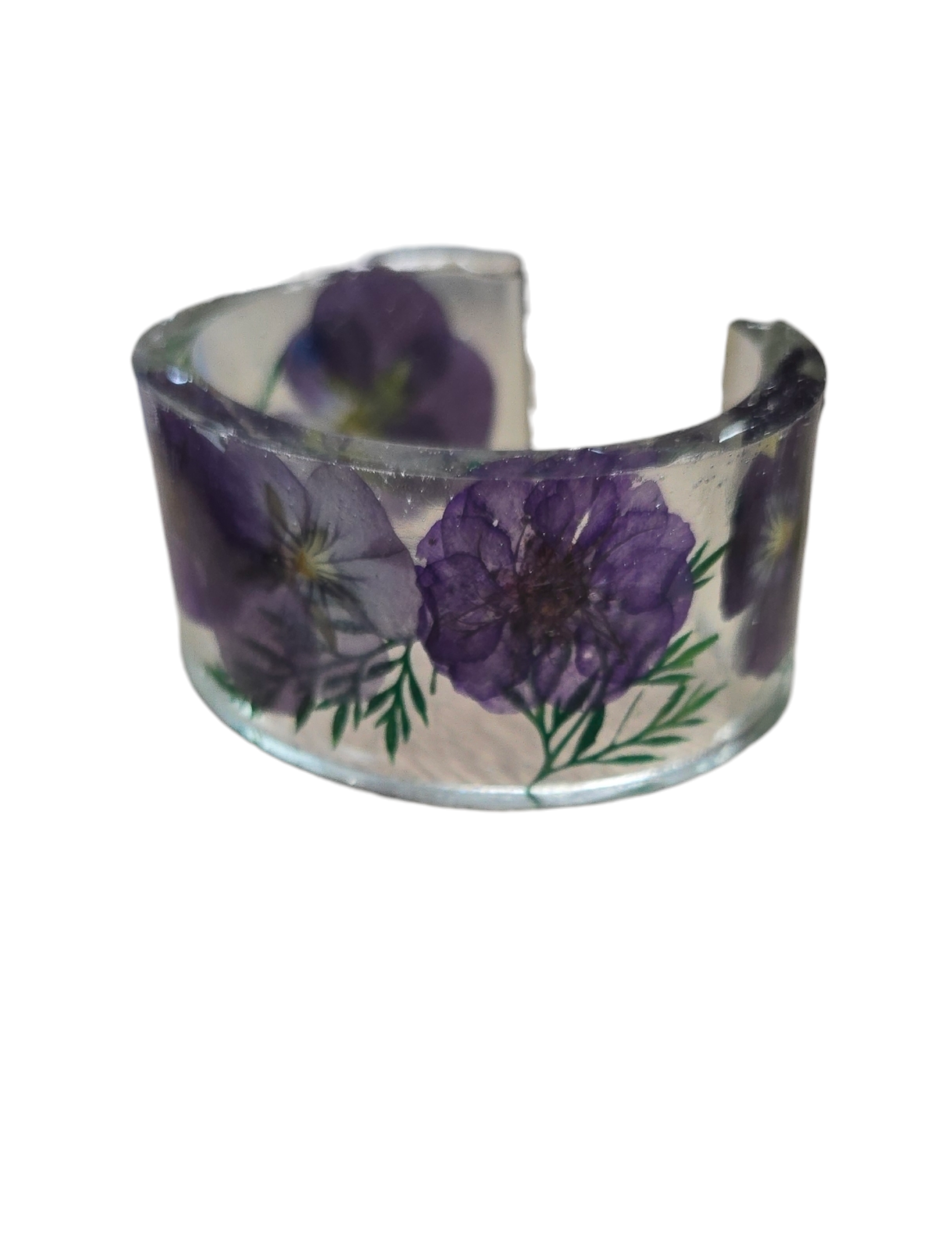 Colorful Handmade Pressed Flower Resin Cuff Bracelet | Unique Handmade Jewelry