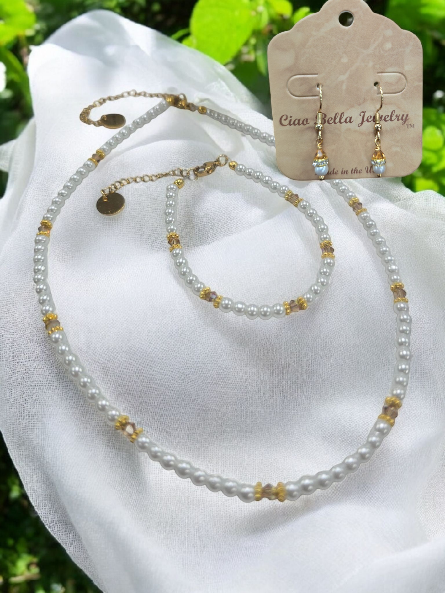 Austrian Crystal Birthstone and Pearl Set Necklace/Bracelet/Earring