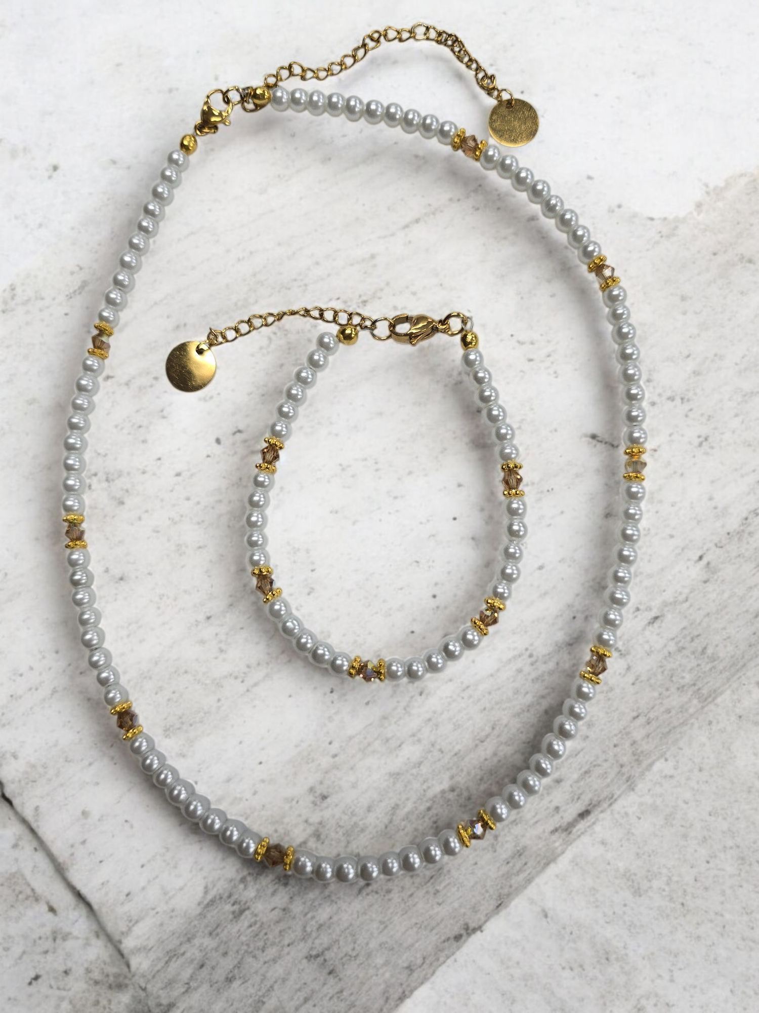 Austrian Crystal Birthstone and Pearl Set Necklace/Bracelet/Earring