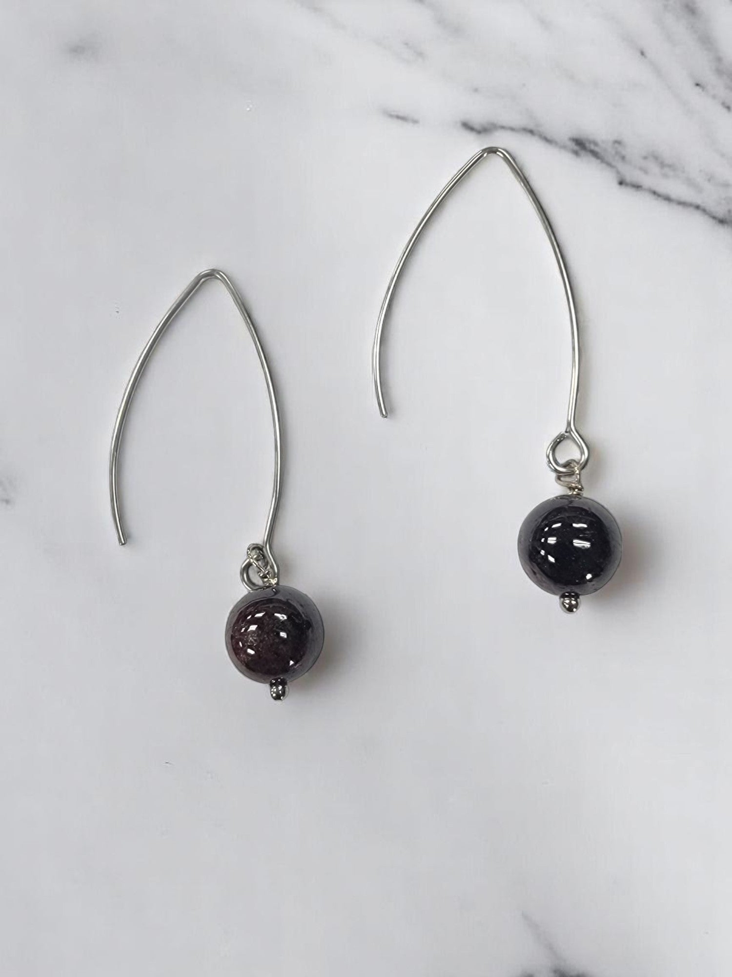 Gemstone Drop Earrings | Long Stainless Steel Hooks | Choose Your Stone