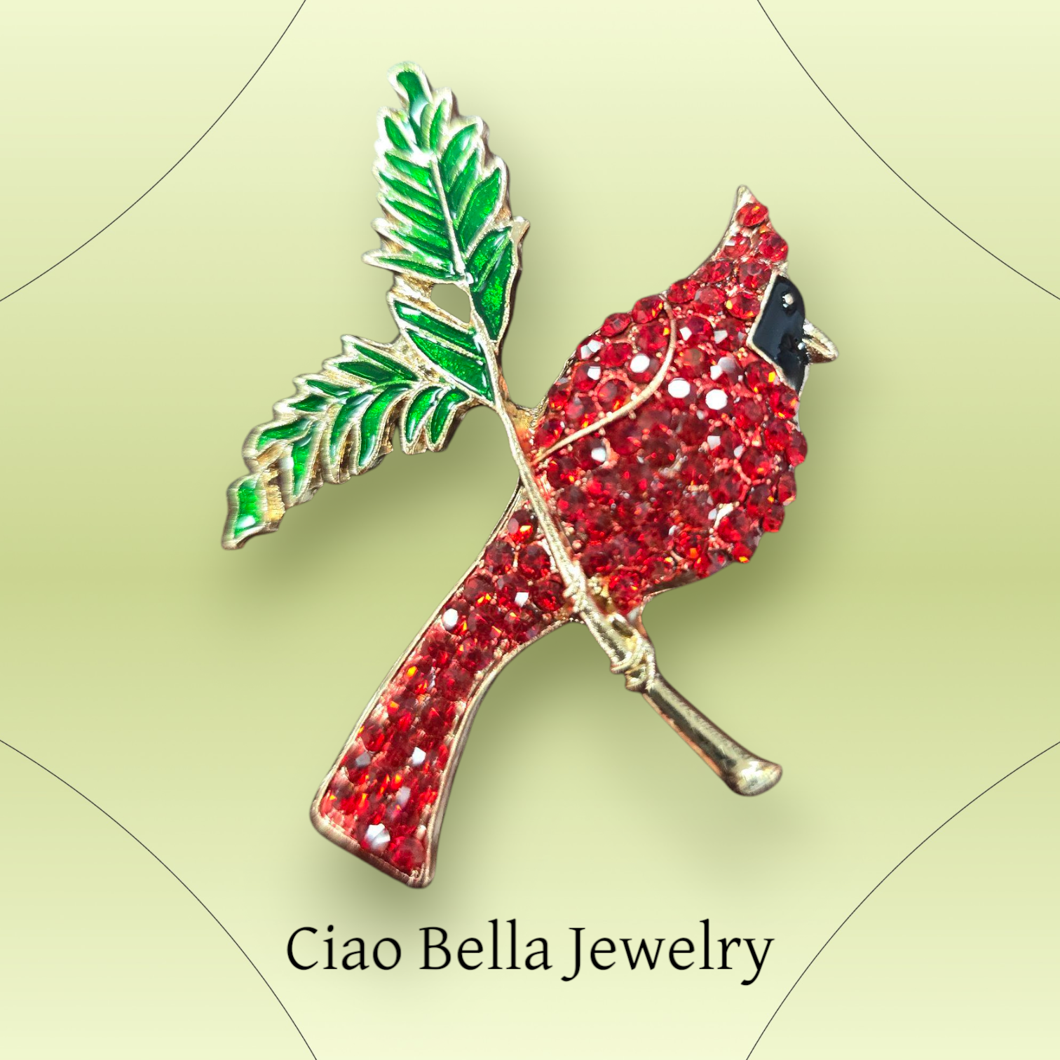 Shimmering Cardinal Rhinestone Brooches - Male & Female