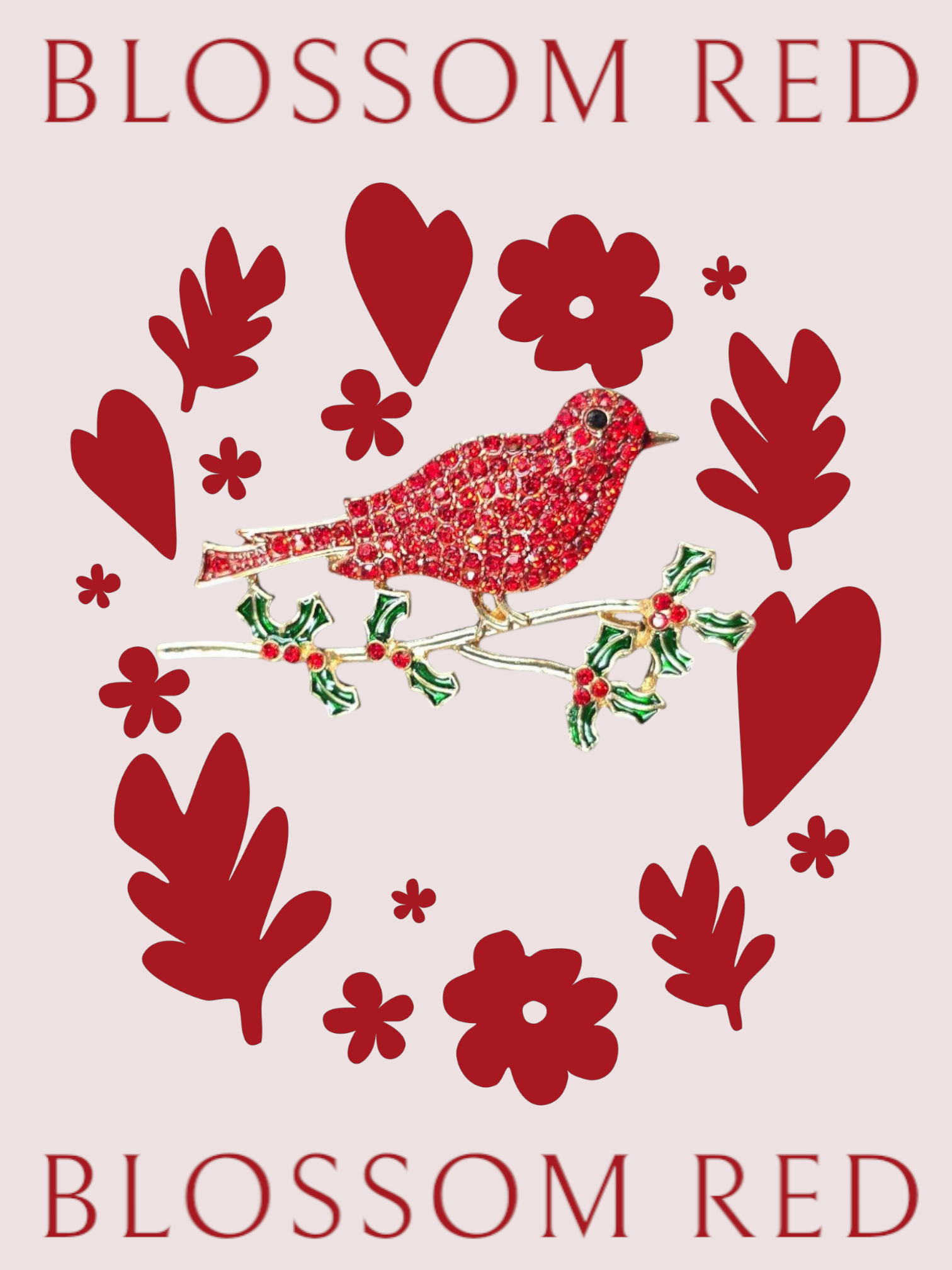 Shimmering Cardinal Rhinestone Brooches - Male & Female