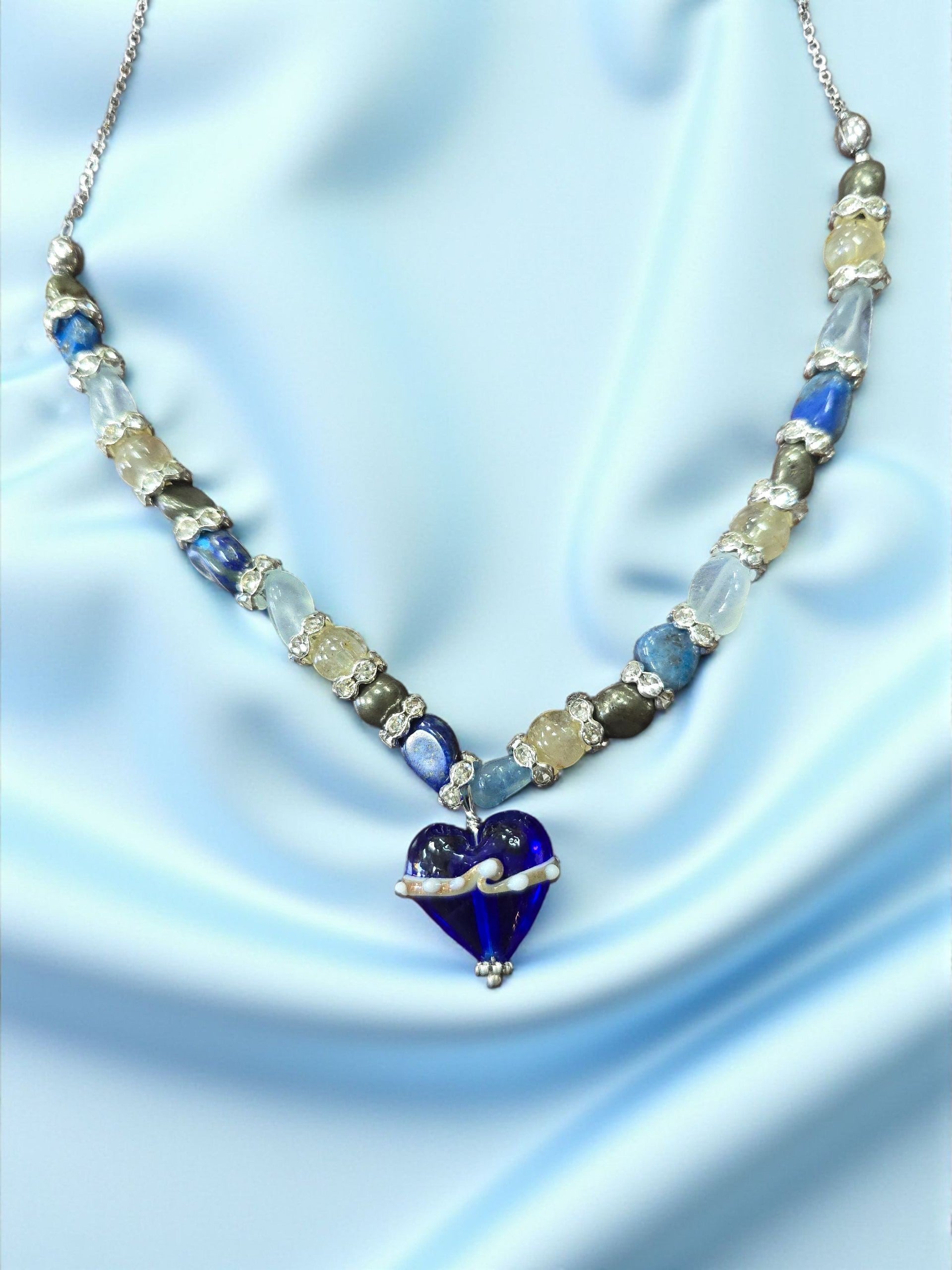 The Hope Collection | Lapis & Aquamarine Sterling Silver Cancer Charity Jewelry Set | Sterling Silver