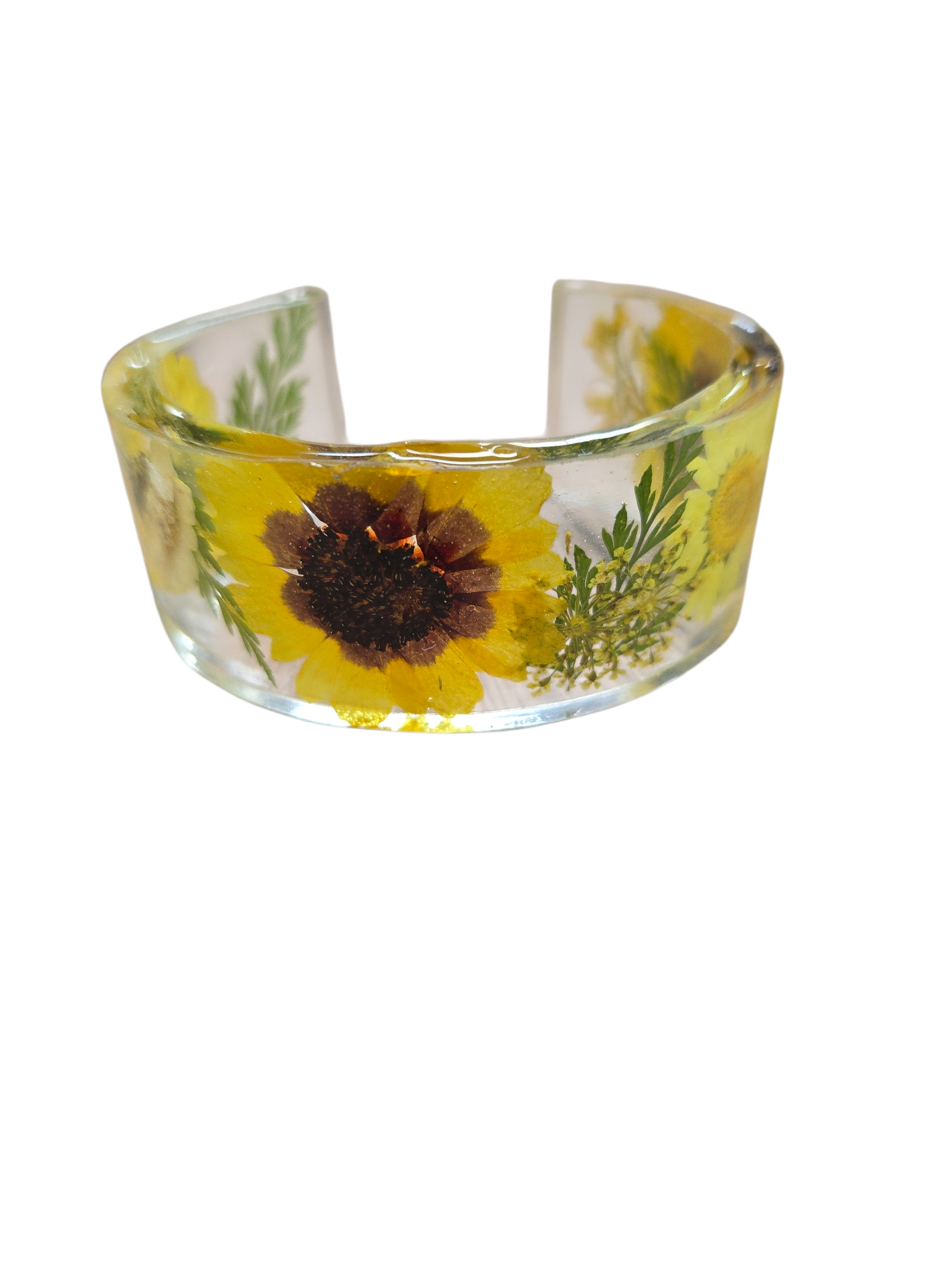 Colorful Handmade Pressed Flower Resin Cuff Bracelet | Unique Handmade Jewelry