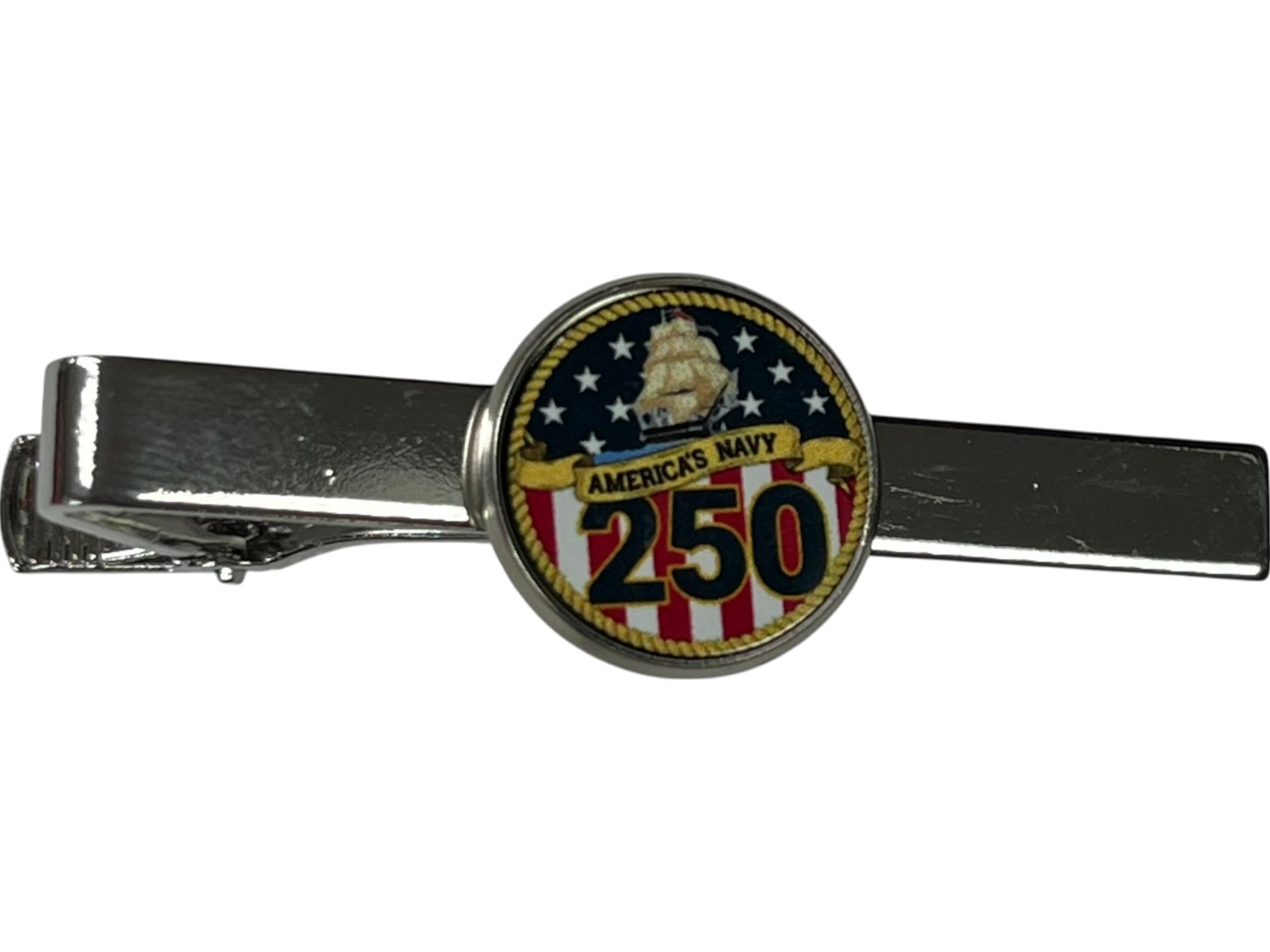 Officially Licensed Military Tie Bar - 250th Anniversary Tarnish Free- Made in USA (Army, Navy, Marine - Made in USA