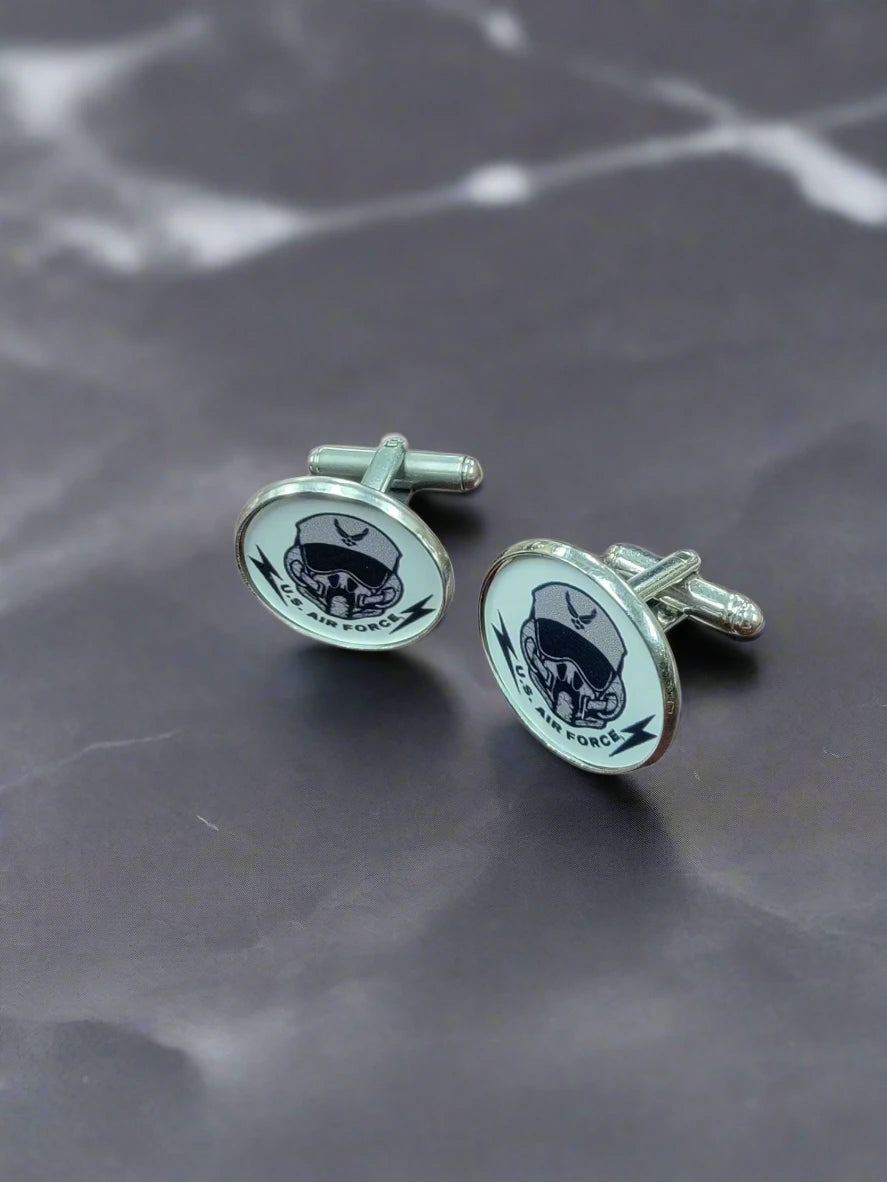 Military Cufflinks - Officially Licensed, Non Tarnish Navy - Air Force - Coast Guard- Army - Space Force - Marine Corps