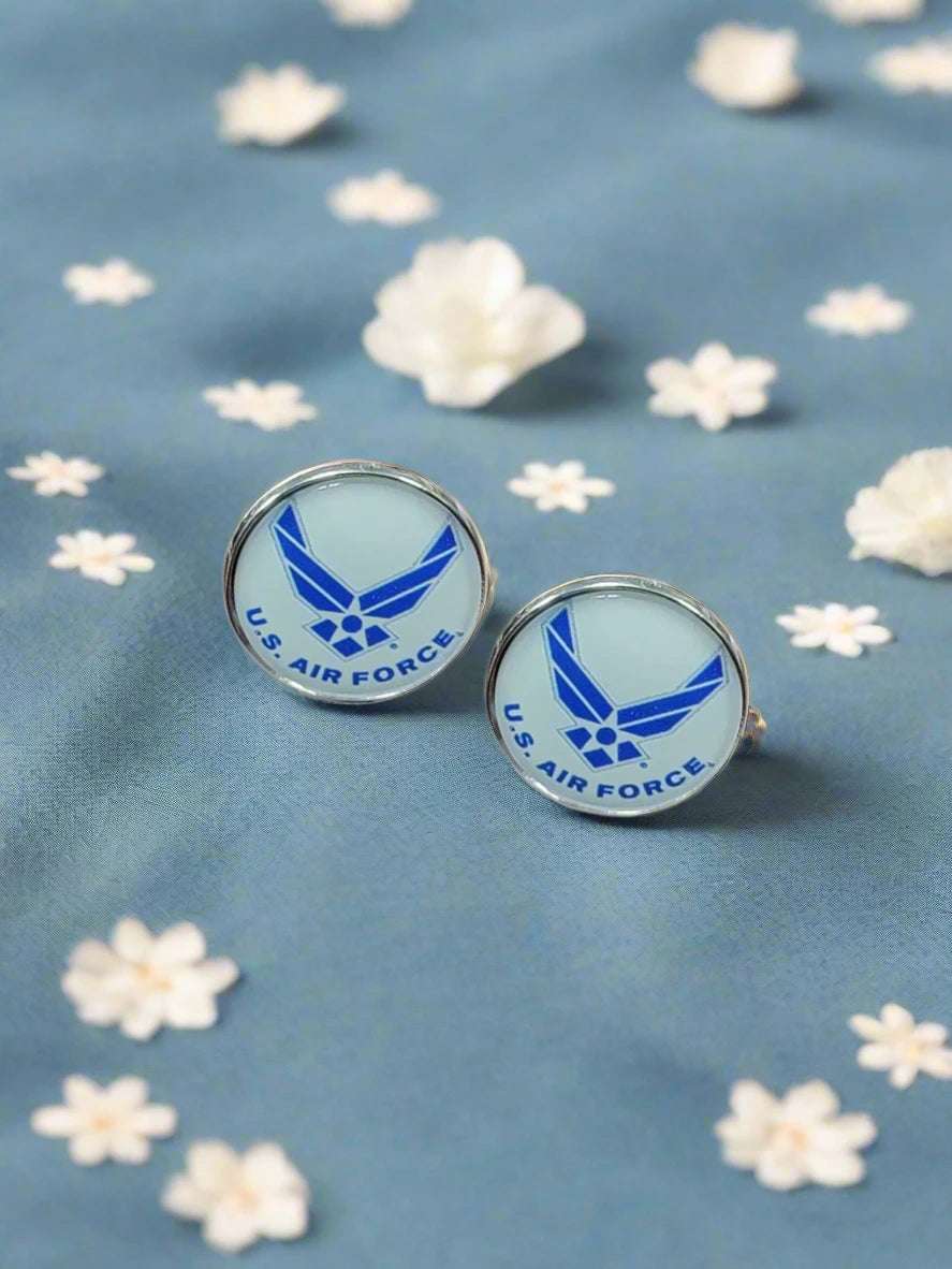 Military Cufflinks - Officially Licensed, Non Tarnish Navy - Air Force - Coast Guard- Army - Space Force - Marine Corps