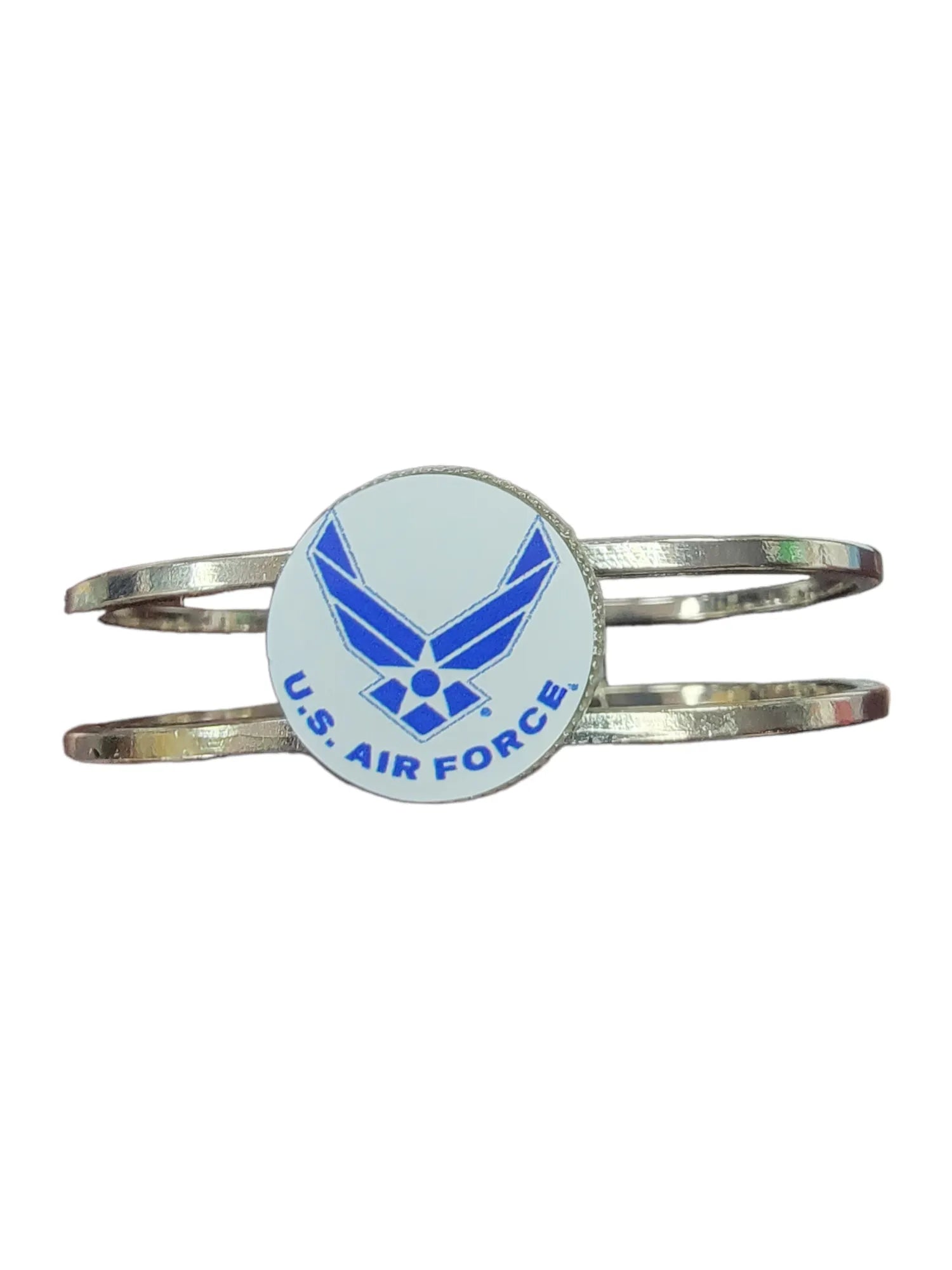 Officially Licensed Military Industrial Cuff Bracelet, Stainless Steel, Hinge Open and Closure Mechanism, Durable and Long Lasting, Comfortable Fit