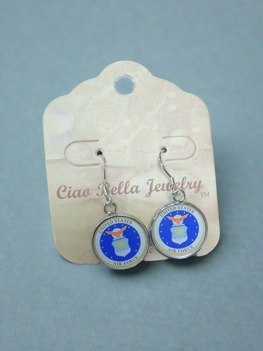 Officially Licensed Air Force Seal, Air Force Roundel, , Air Force Wings or Air Force Thunderbird Earrings - A Proud Symbol of Service and Sacrifice