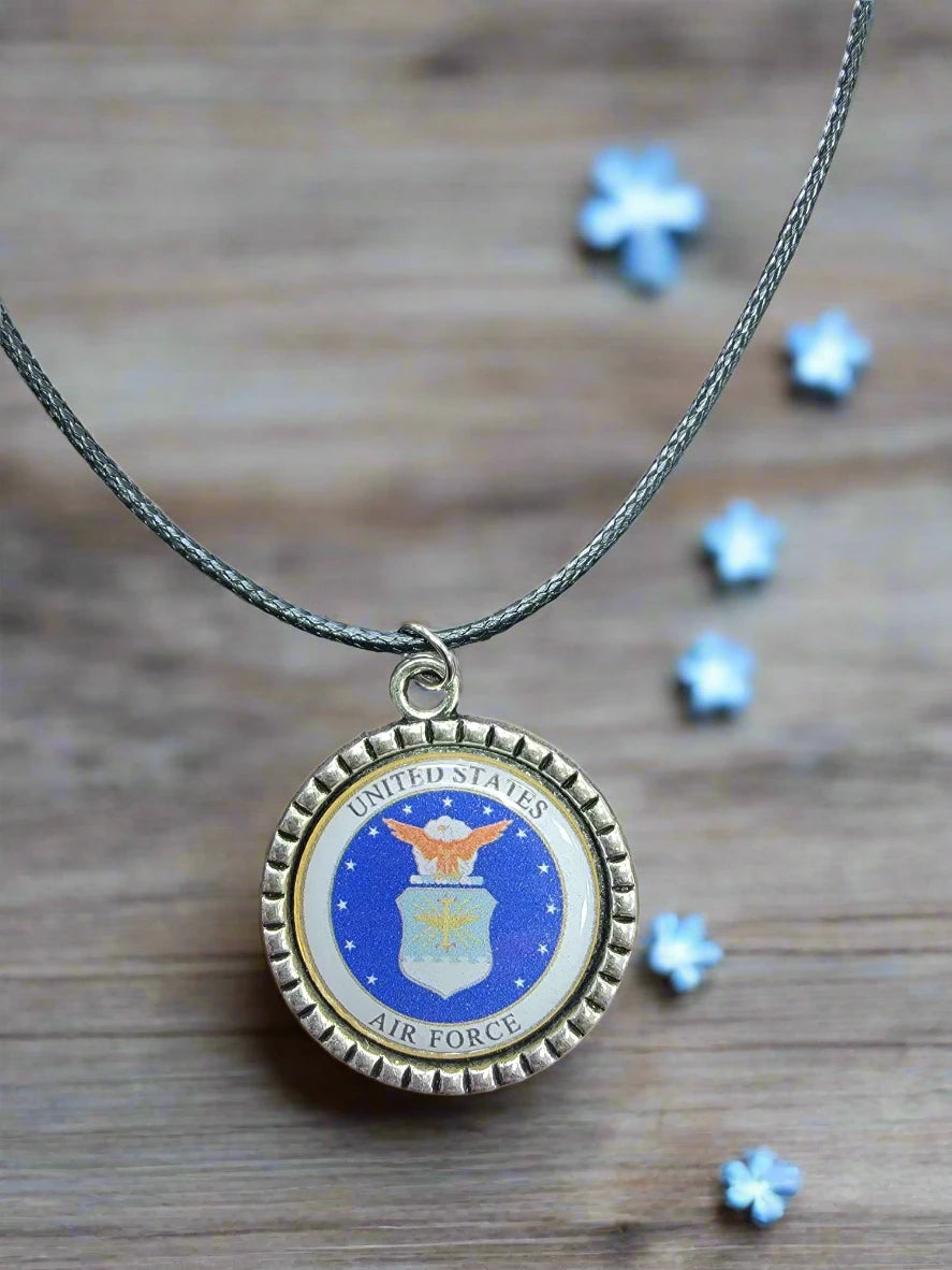Army, Navy, Air Force, Space Force, Marine Corps Logo Pendant Necklaces | Made in the USA |, Officially Licensed