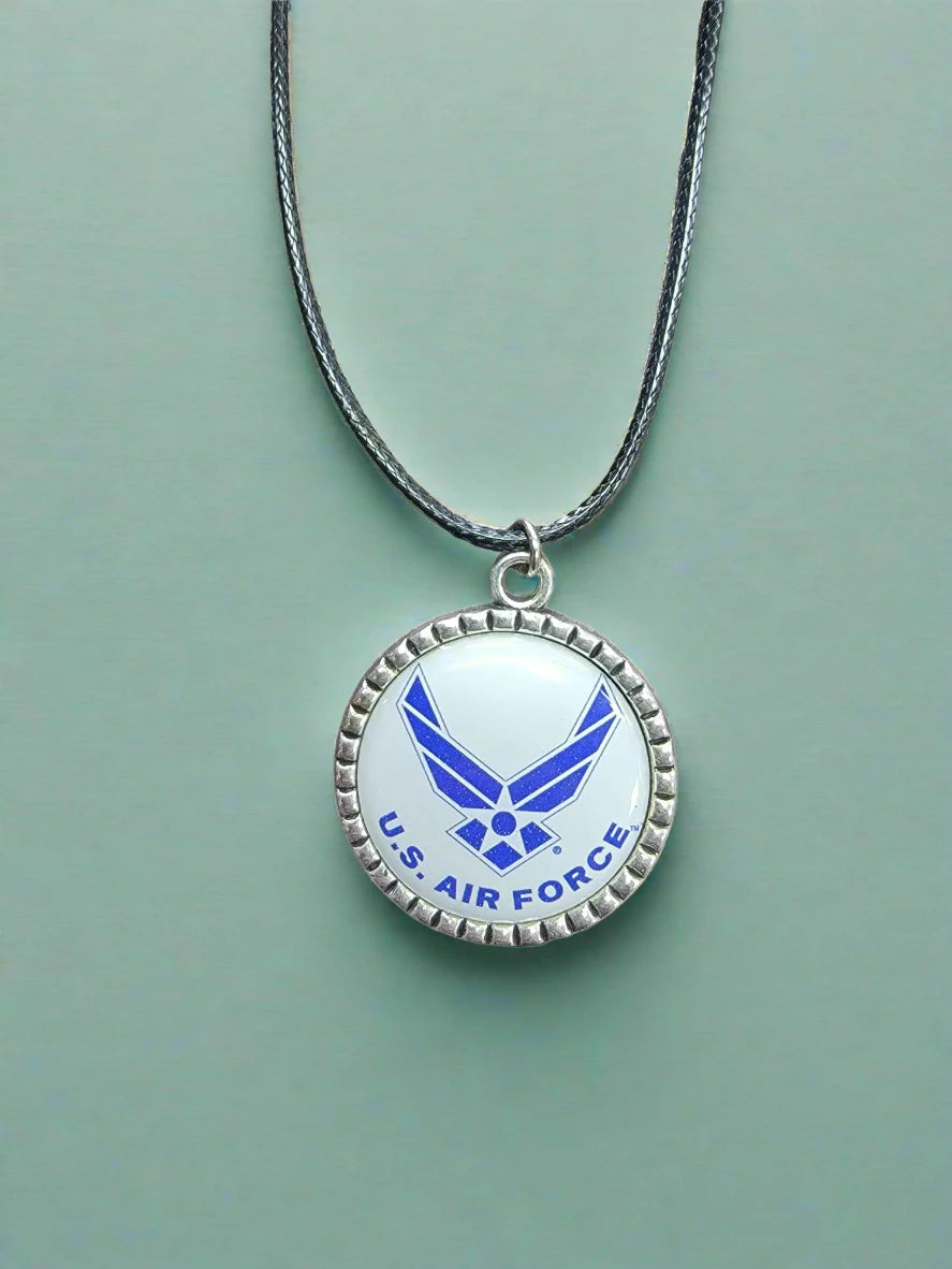Army, Navy, Air Force, Space Force, Marine Corps Logo Pendant Necklaces | Made in the USA |, Officially Licensed