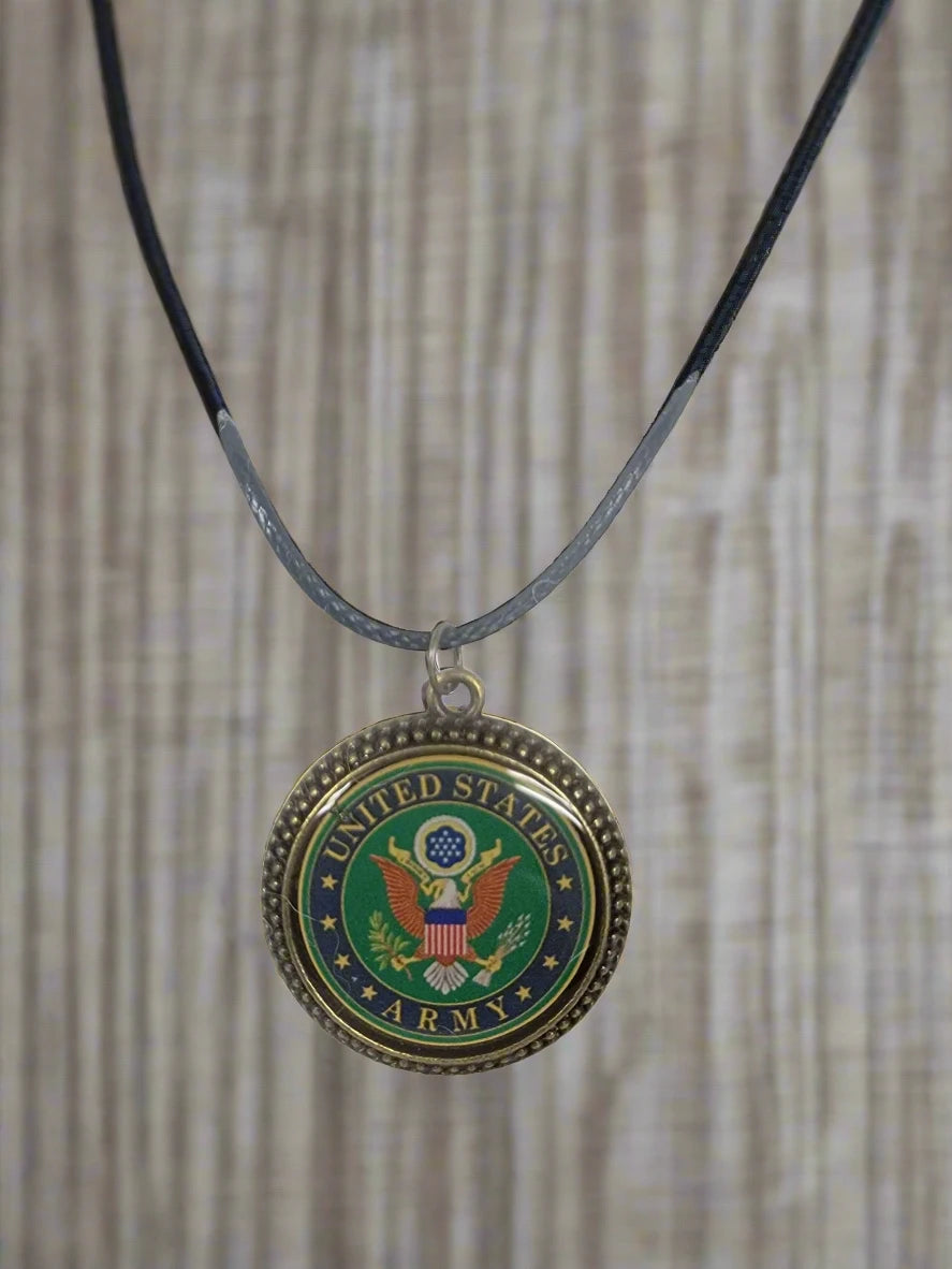 Army, Navy, Air Force, Space Force, Marine Corps Logo Pendant Necklaces | Made in the USA |, Officially Licensed