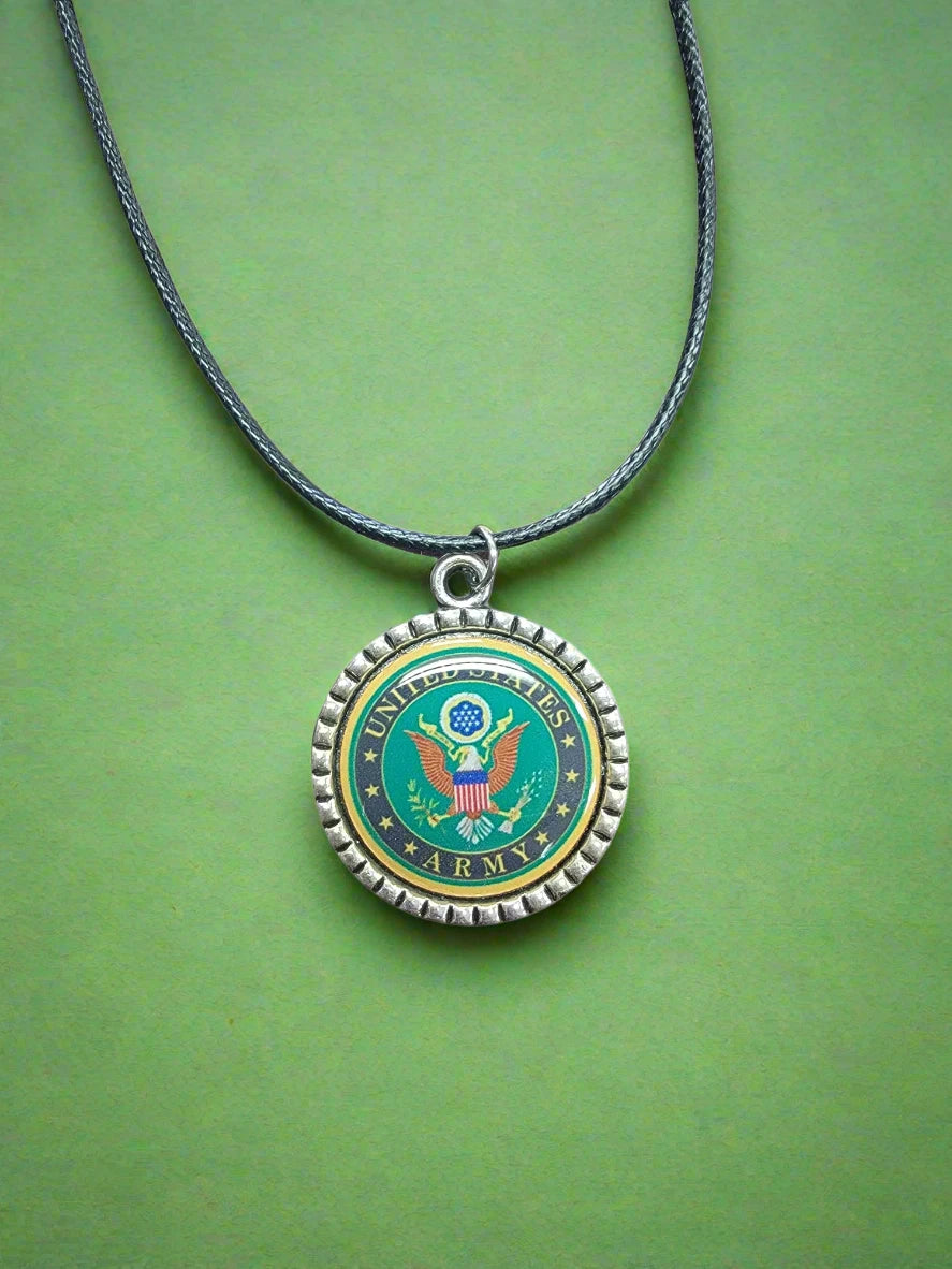 Army, Navy, Air Force, Space Force, Marine Corps Logo Pendant Necklaces | Made in the USA |, Officially Licensed