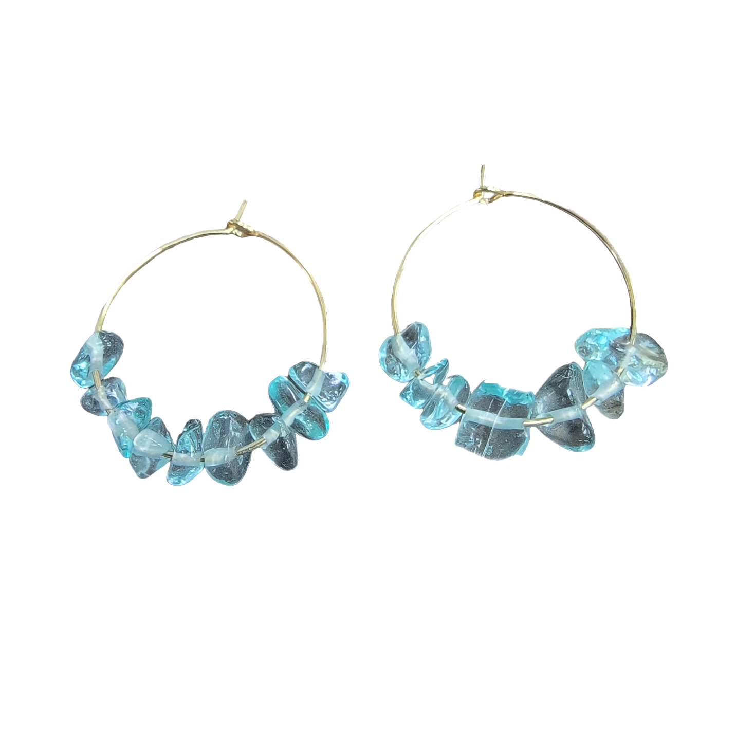 Golden Hoop Earrings with Gemstones
