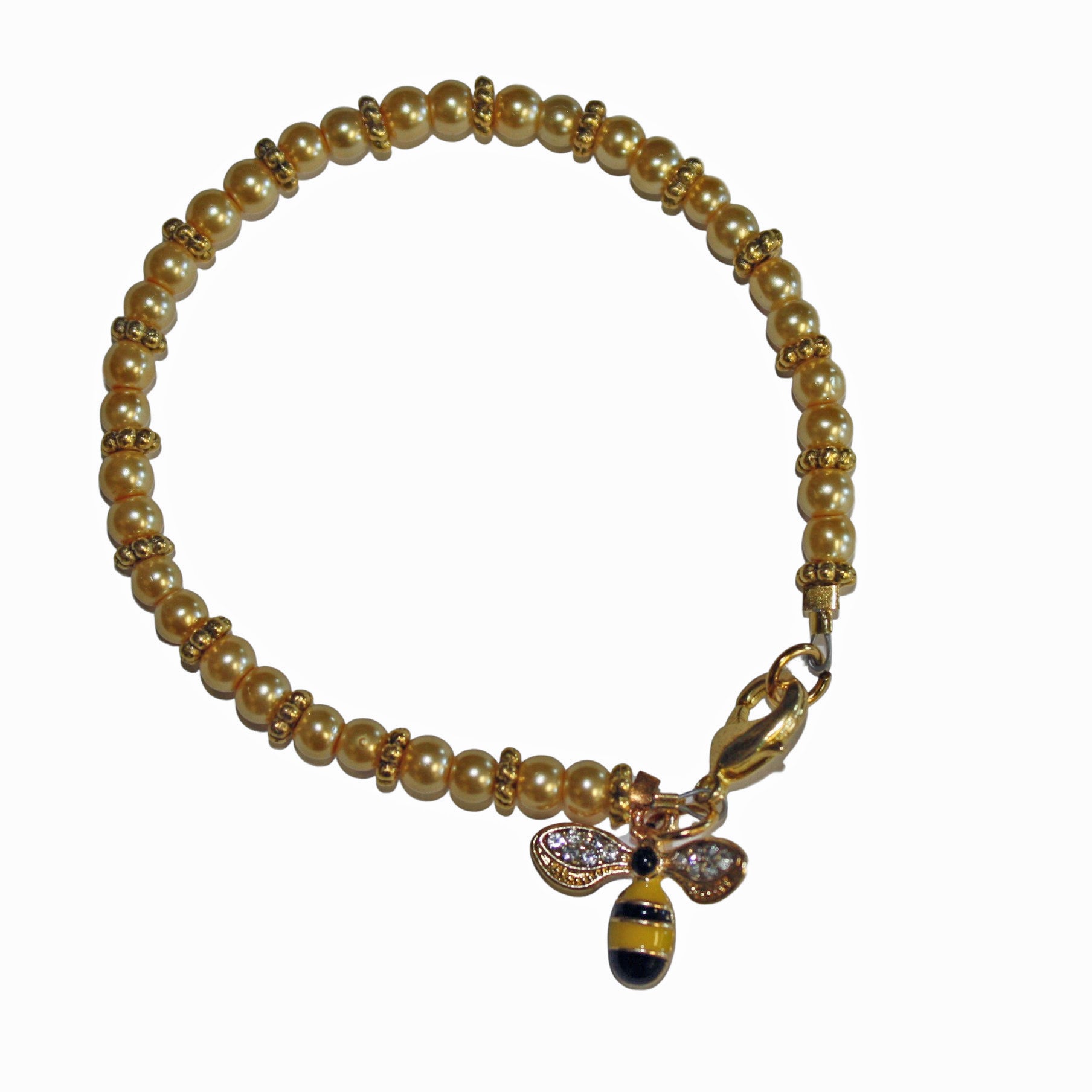 Adult Bumble Bee Bracelet | Pearl & Gold | Gift Box
