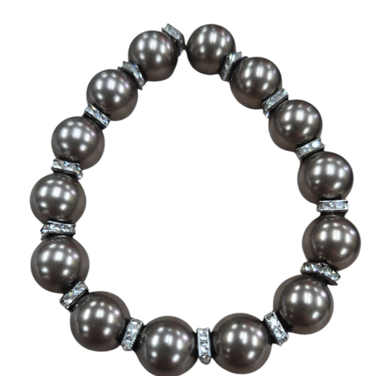 Elegant Brown Austrian Pearl and Crystal Stretch Bracelet