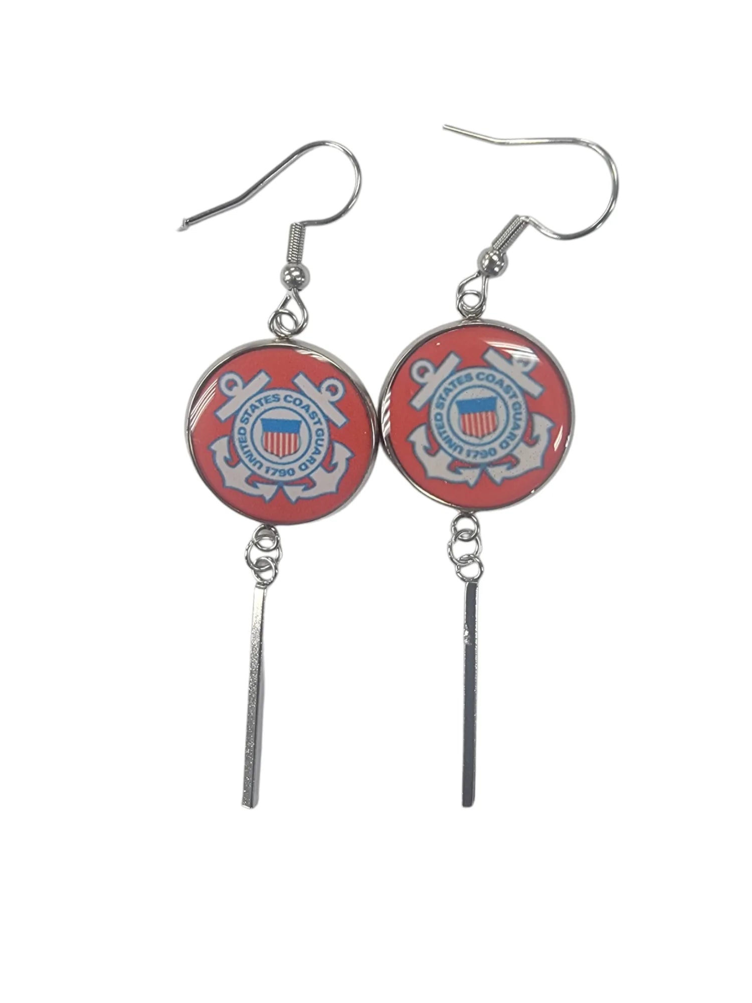 Officially Licensed Military Charm Earrings, A Proud Symbol of Service and Sacrifice, Stainless Steel, Great Gift