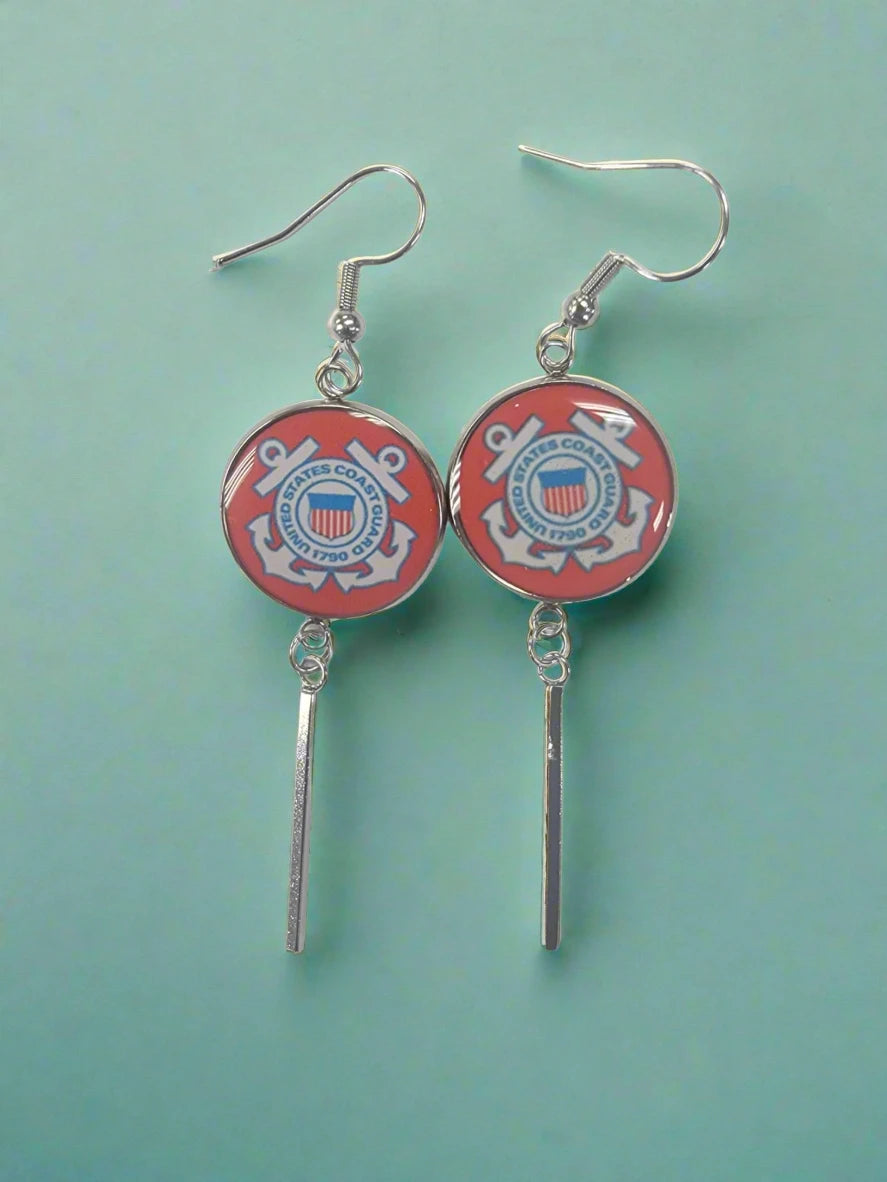 Officially Licensed Military Charm Earrings, A Proud Symbol of Service and Sacrifice, Stainless Steel, Great Gift