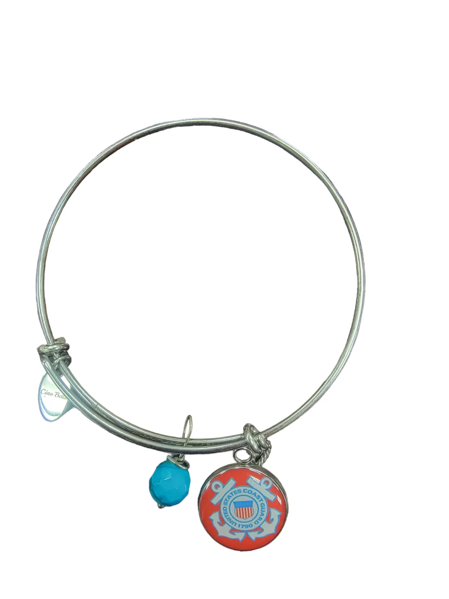 Coast Guard Bangle Bracelet, Officially Licensed, Stainless Steel, One Size Fits Most, Durable and Long Lasting, Perfect Gift for Soldiers