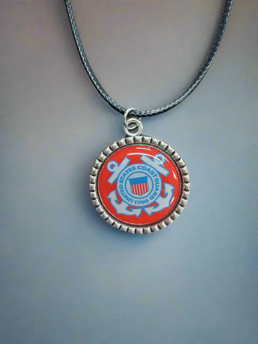 Army, Navy, Air Force, Space Force, Marine Corps Logo Pendant Necklaces | Made in the USA |, Officially Licensed