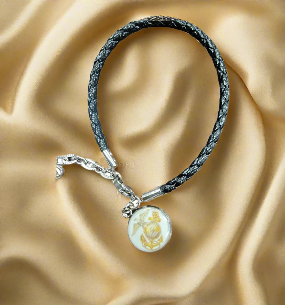Military Leather Rope Charm Bracelet - Officially Licensed