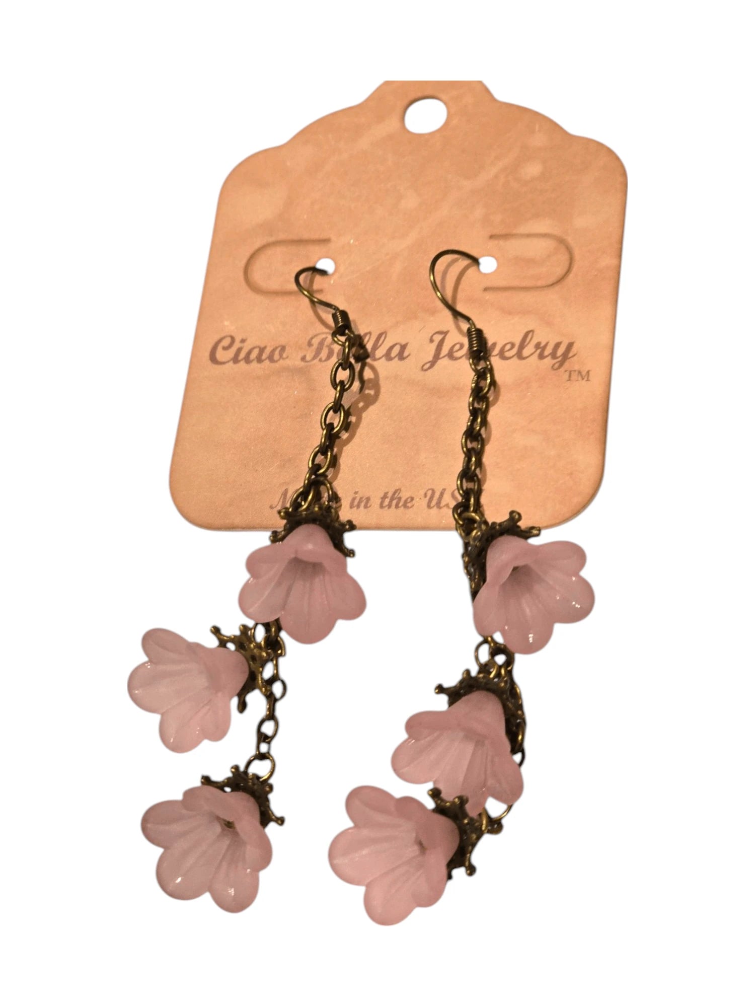 Delicate Lucite Flower Triple Dangle Earrings | Handmade | Assorted Colors