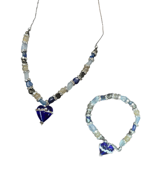 The Hope Collection | Lapis & Aquamarine Sterling Silver Cancer Charity Jewelry Set | Sterling Silver