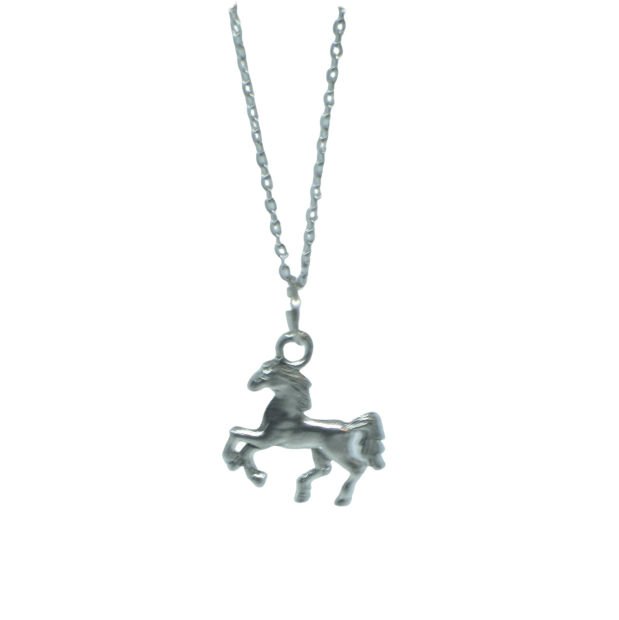 Silver Horse Charm Necklace Earrings Set