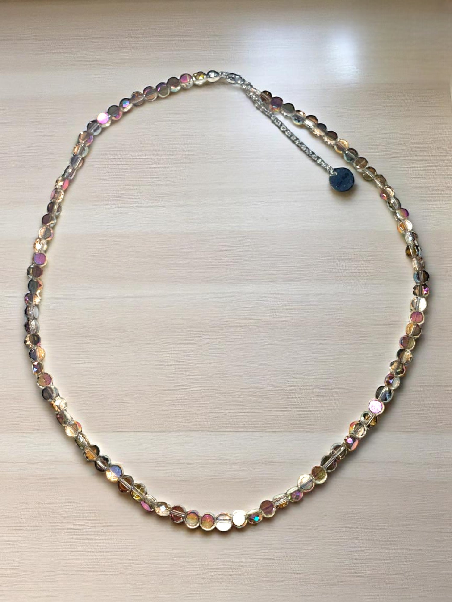 Faceted Beaded Circle Necklace | Champagne & Turquoise