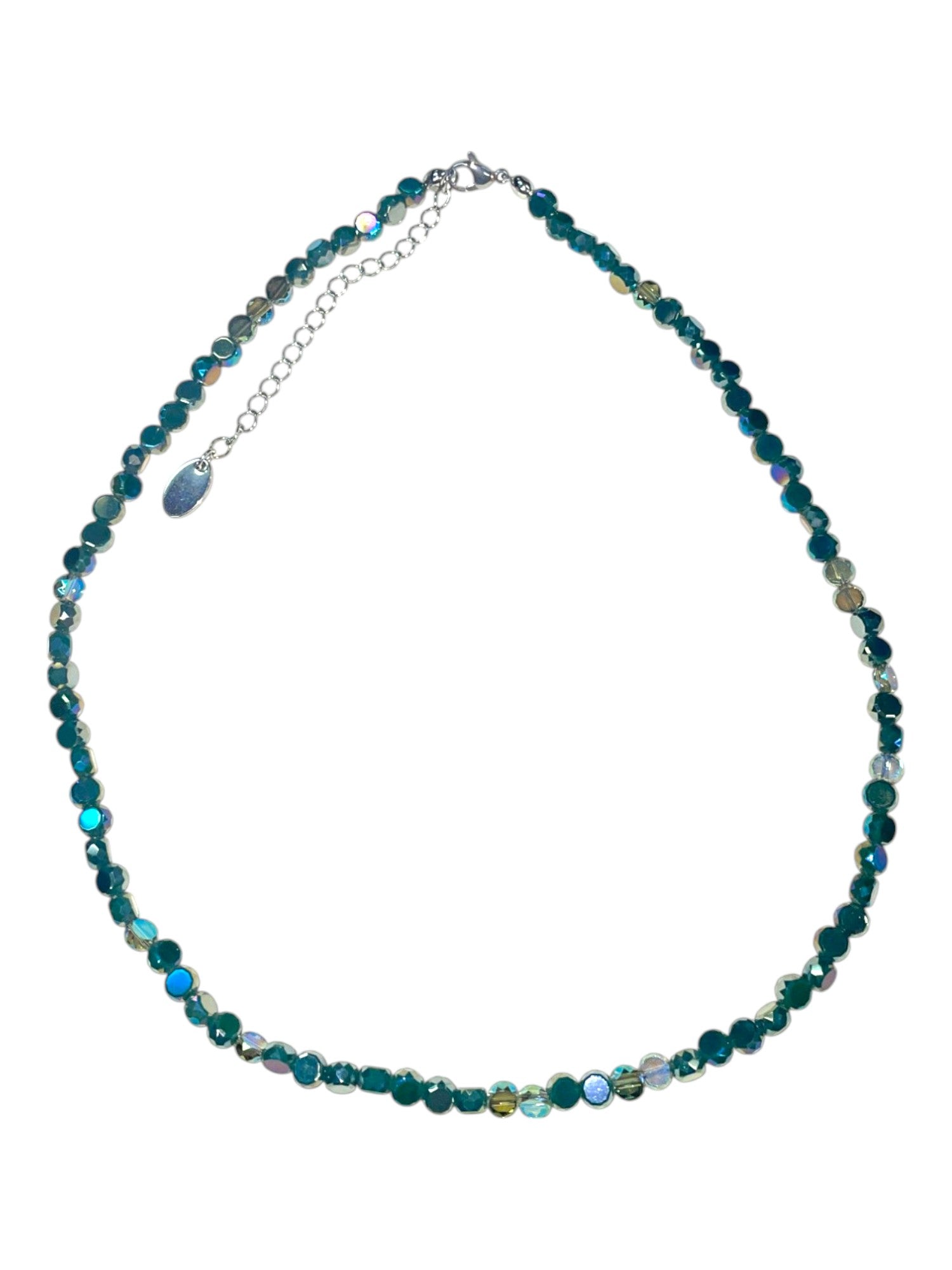 Faceted Beaded Circle Necklace | Champagne & Turquoise