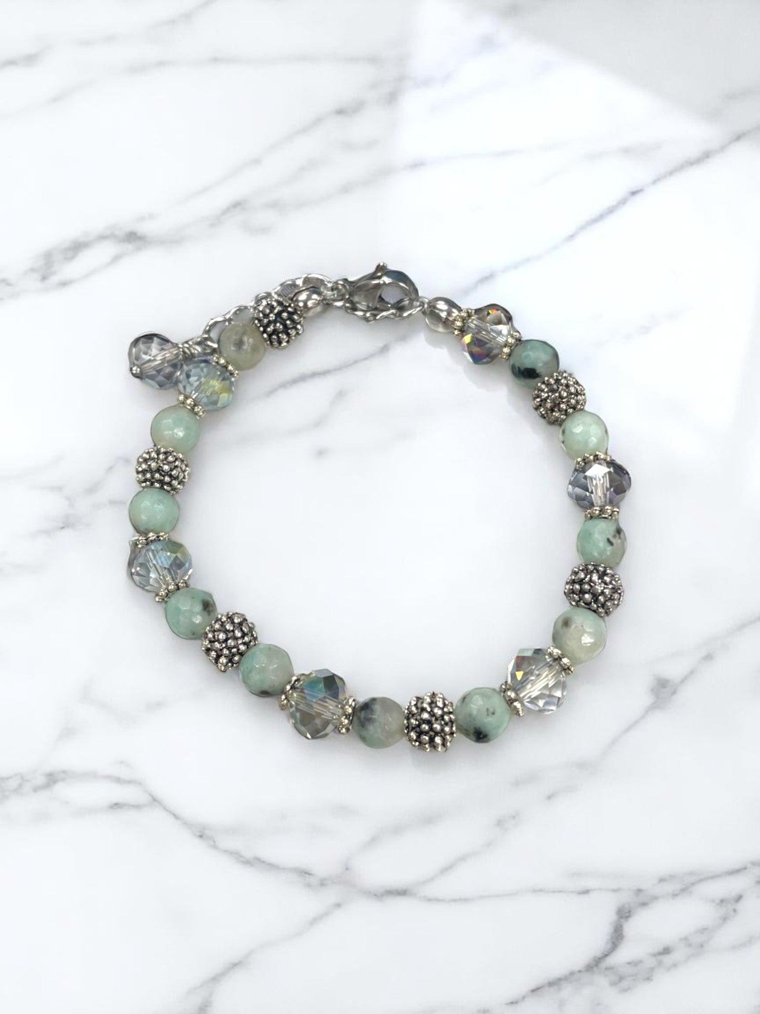 Serene Lotus Jasper Bracelet | Lotus Jasper and Crystal
