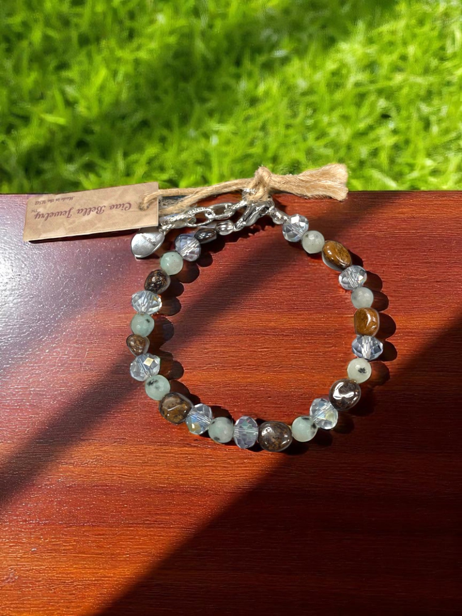 Earthy Harmony Bracelet | Bronzite, Lotus Jasper, Crystal