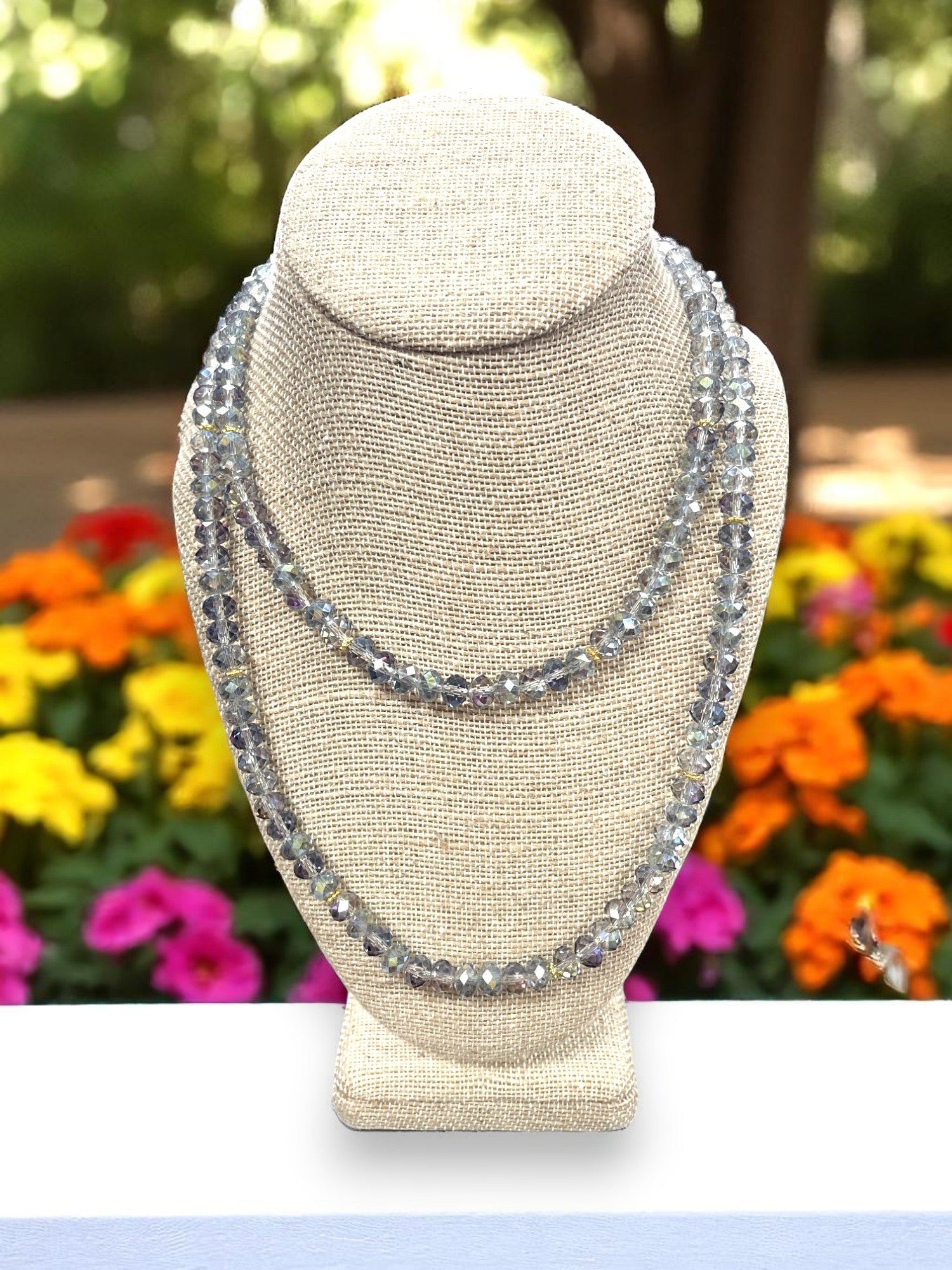 Luxe Long Beaded Necklace | Champagne, White, Black, Gray, Iridescent
