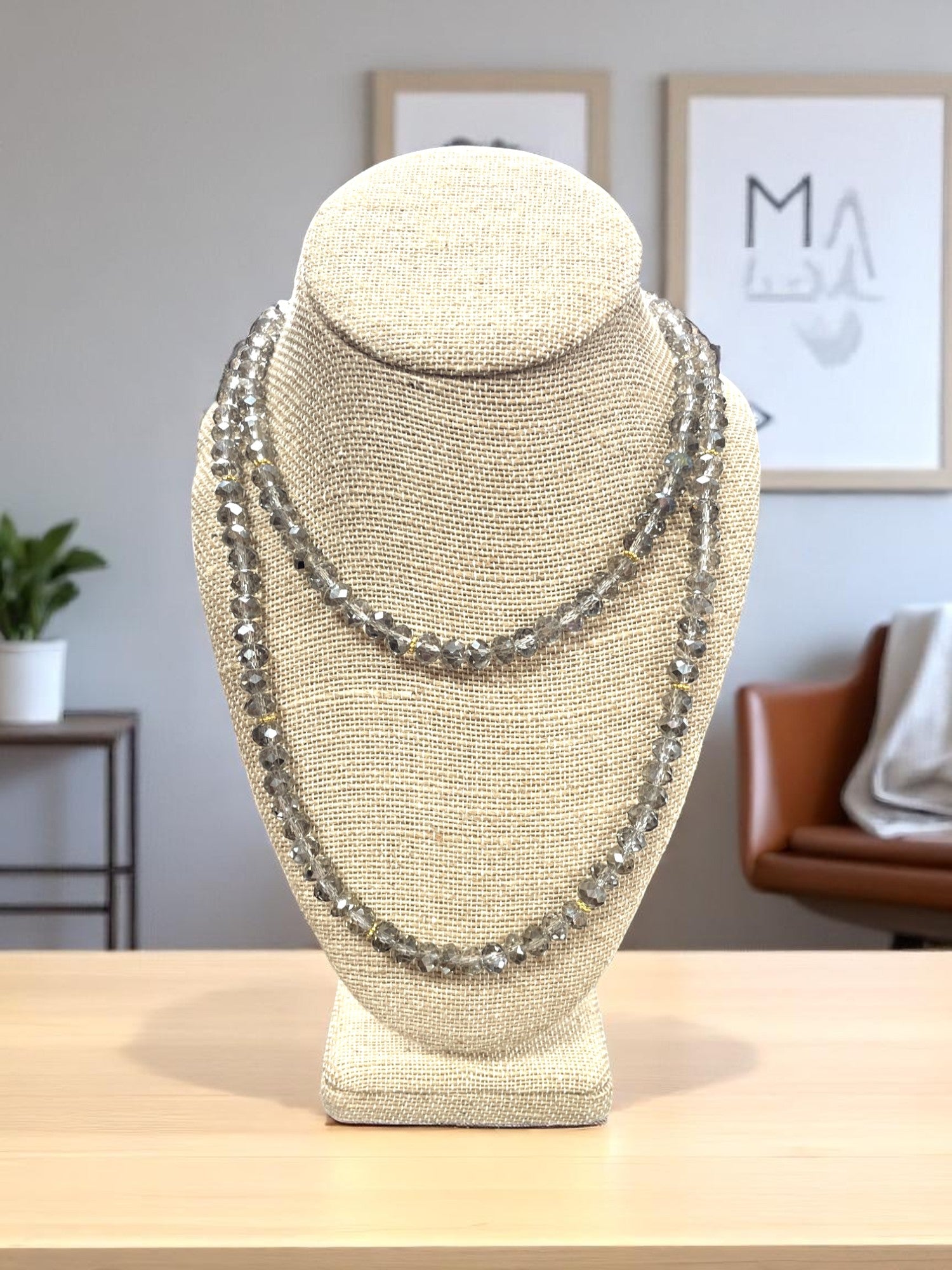 Luxe Long Beaded Necklace | Champagne, White, Black, Gray, Iridescent