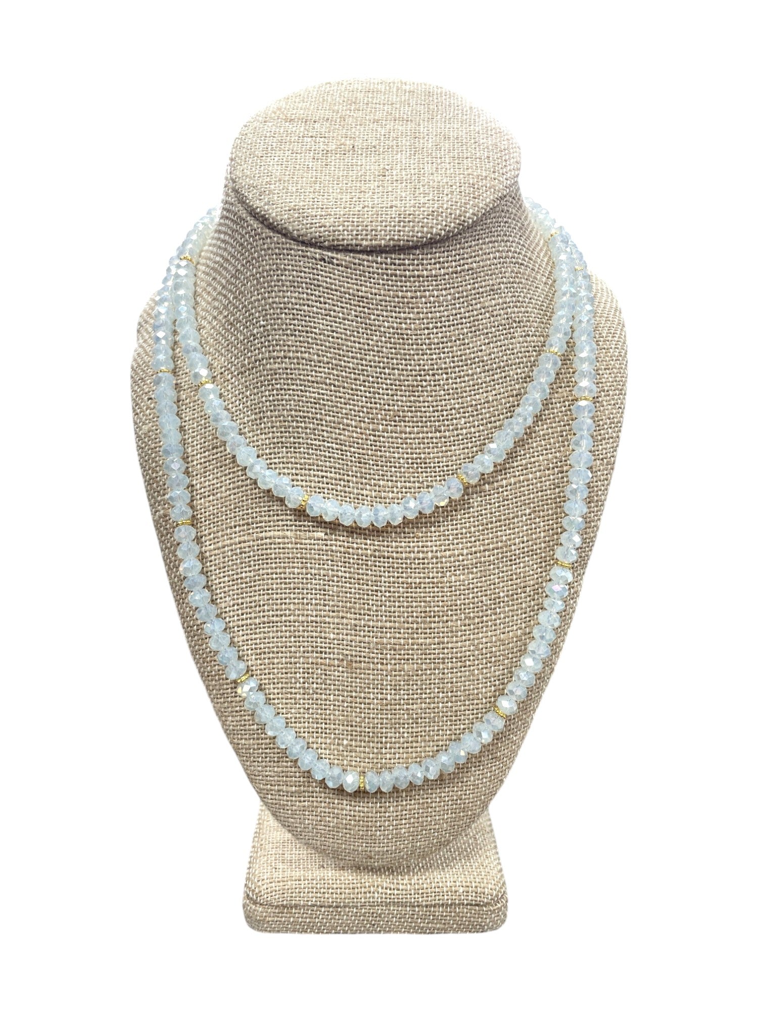 Luxe Long Beaded Necklace | Champagne, White, Black, Gray, Iridescent