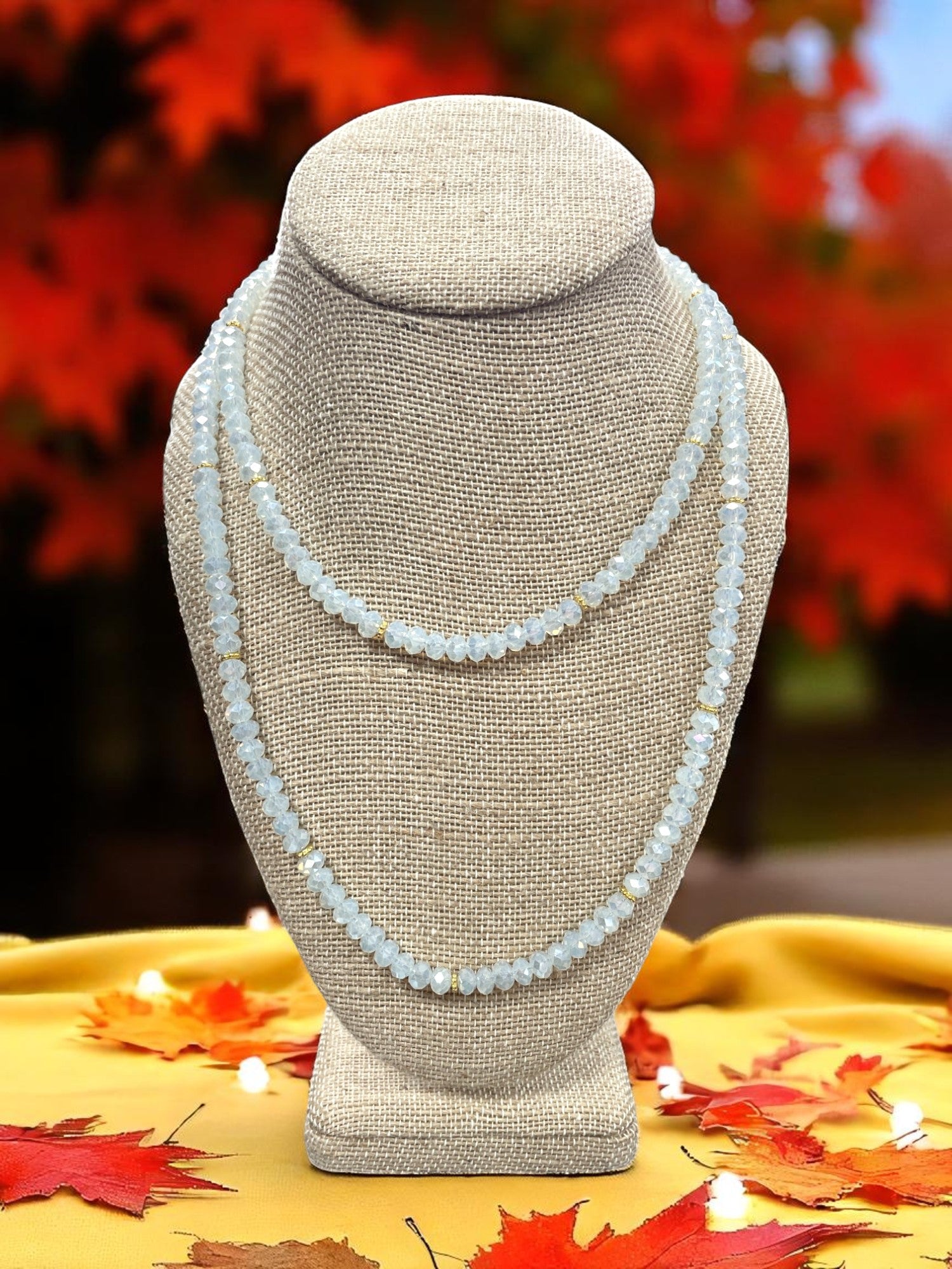 Luxe Long Beaded Necklace | Champagne, White, Black, Gray, Iridescent