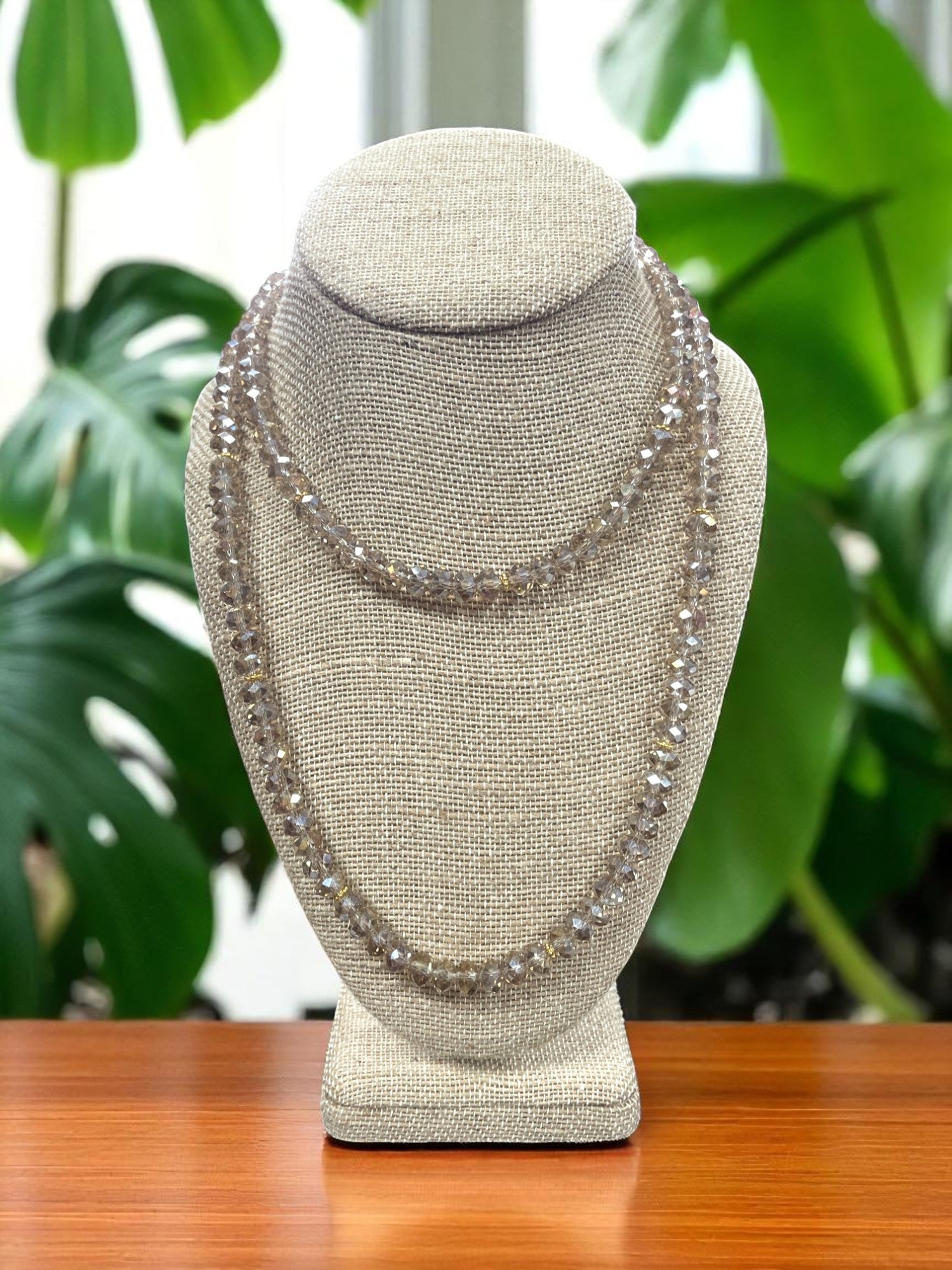 Luxe Long Beaded Necklace | Champagne, White, Black, Gray, Iridescent