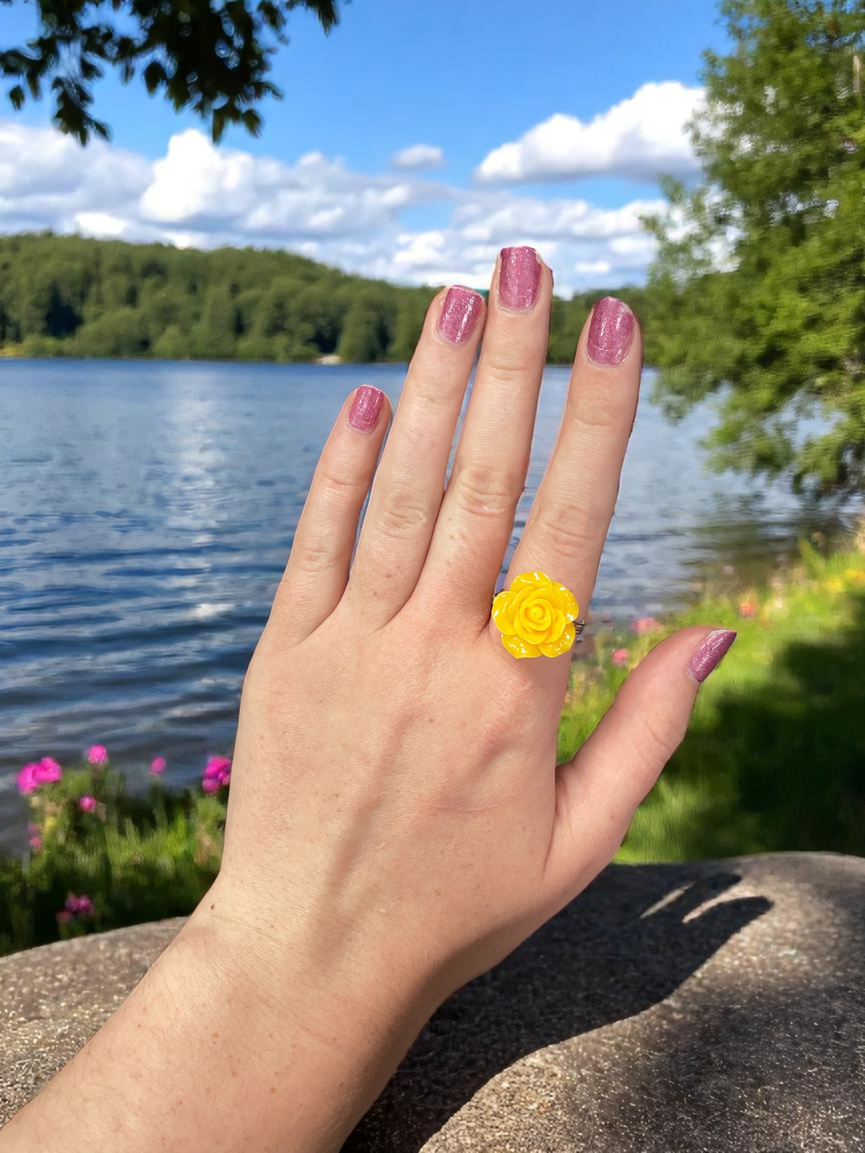Vibrant Rose Blossom Ring | A Petal-Perfect Pop of Color
