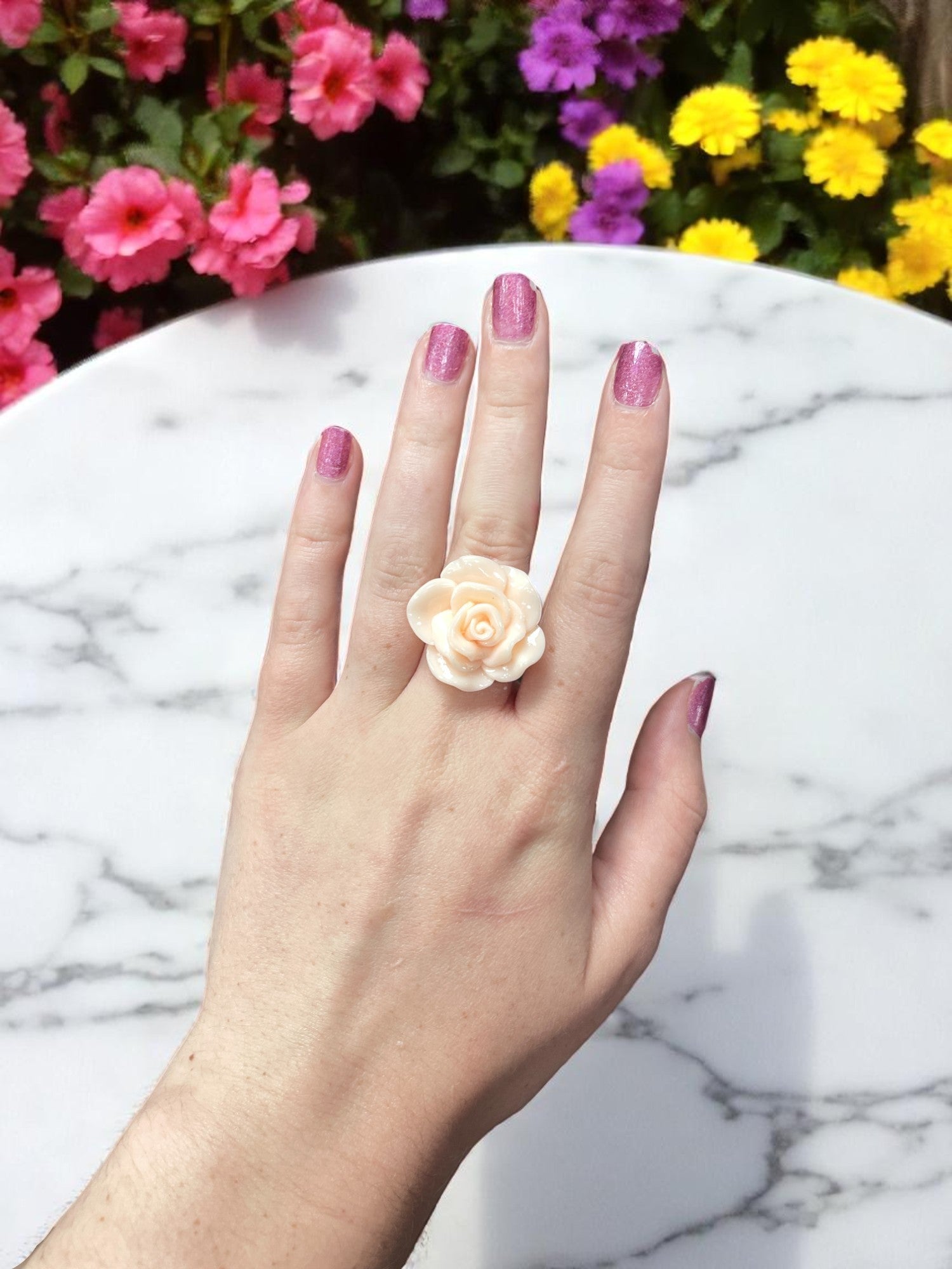 Vibrant Rose Blossom Ring | A Petal-Perfect Pop of Color